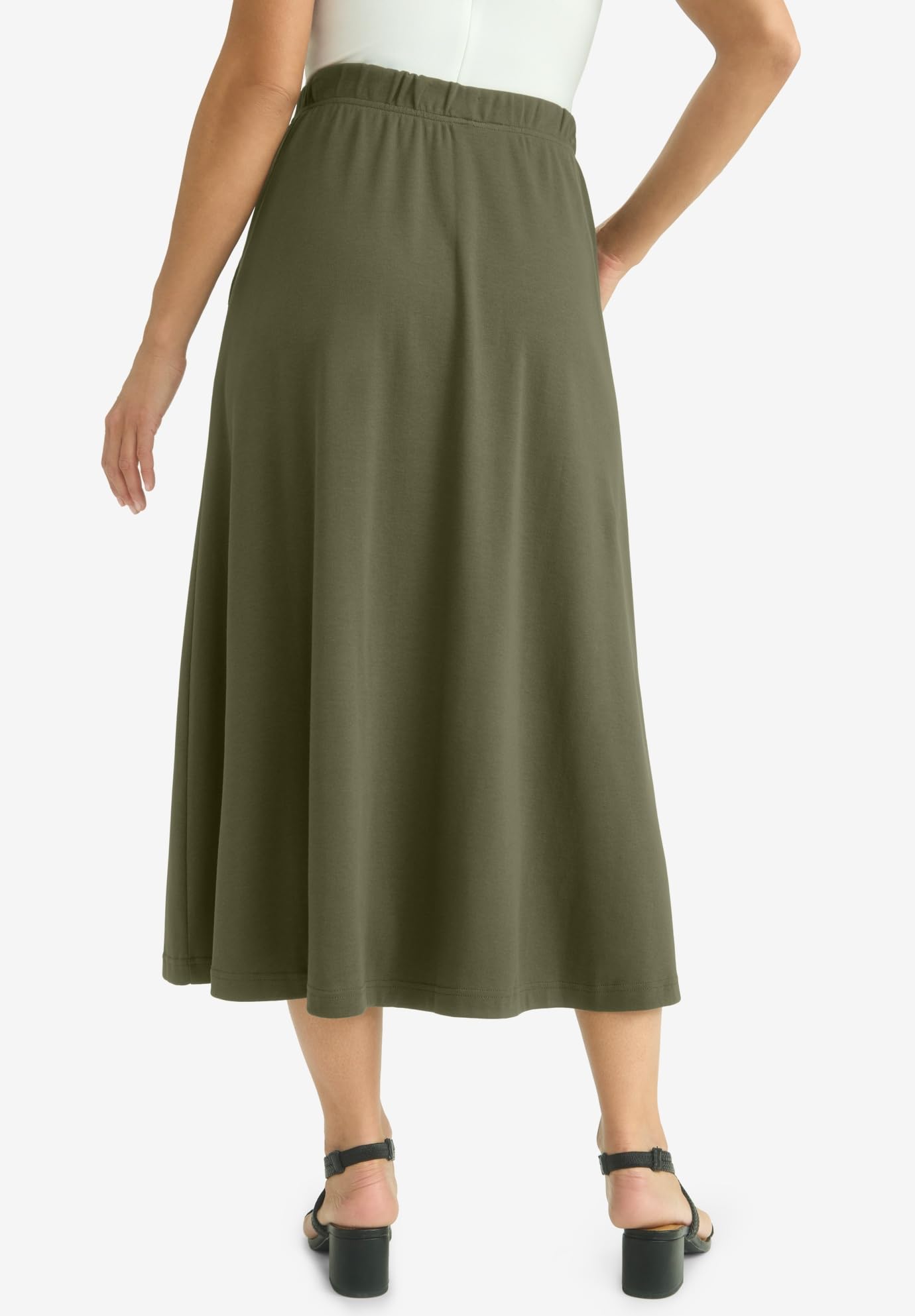 Jessica London Plus Size Soft Midi Skirt for Women - Office & Casual Wear