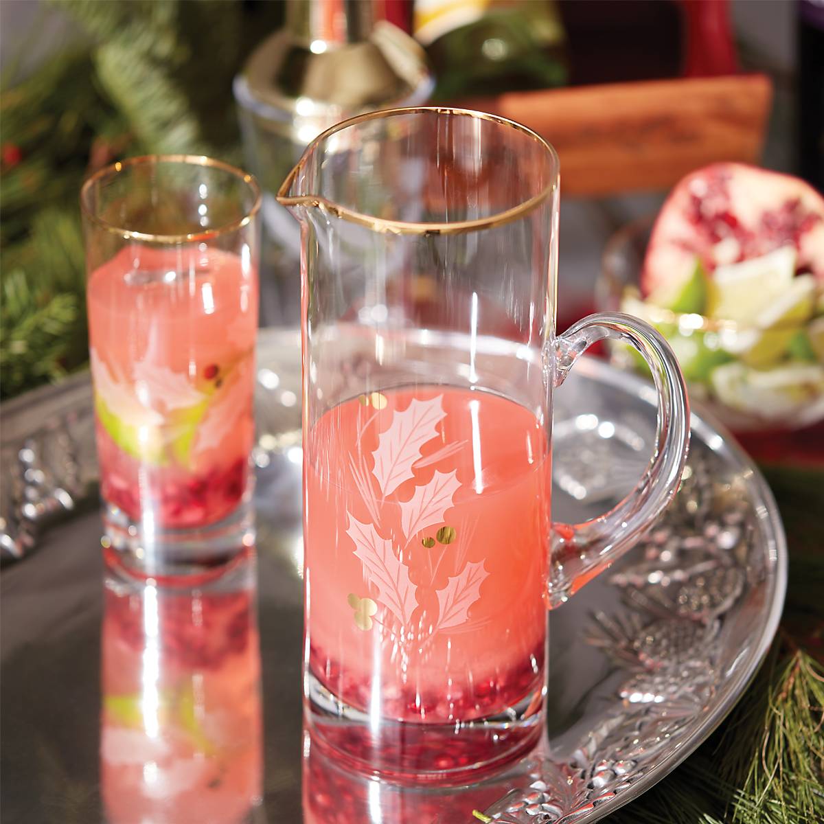 Premium Gold Pitcher for Holiday Entertaining - Elegant Glass Pitcher for Cocktails, Lemonade & Iced Tea - Perfect for Parties, Weddings & Home Decor