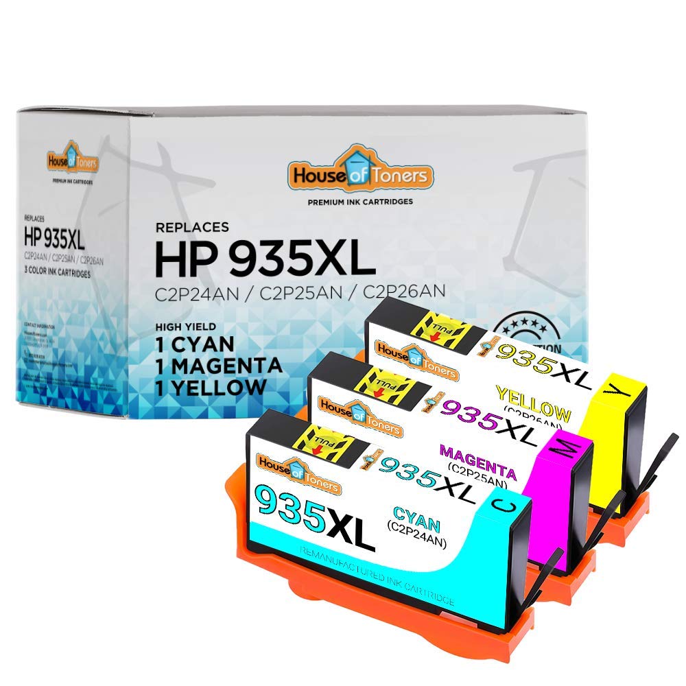HP 935XL Ink Cartridge Replacement (3-Pack) - 1 Cyan, 1 Magenta, 1 Yellow | High-Quality Remanufactured Toner for HP Printers | Compatible with OfficeJet, Envy & Deskjet Series | Perfect for Home & Office Printing