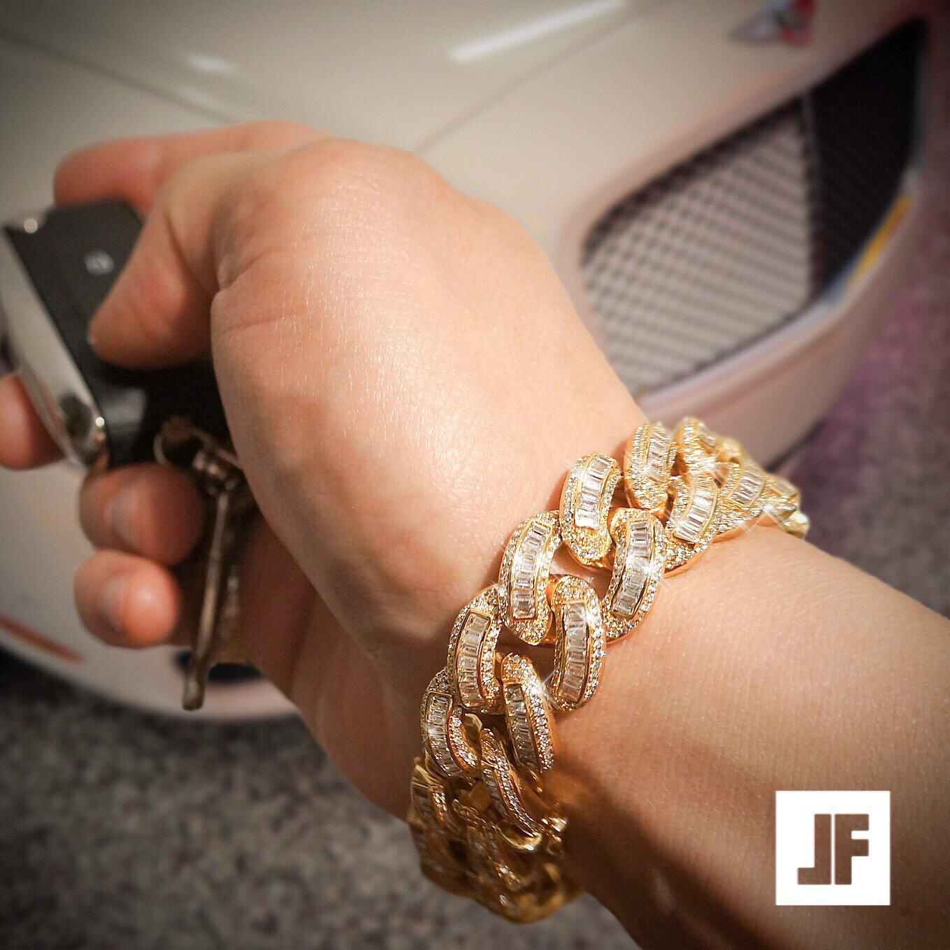 Exotic Baguette Lab Diamond Gold Cuban Bracelet for Women | Luxury Tennis Bracelet | Perfect for Weddings, Parties & Special Occasions