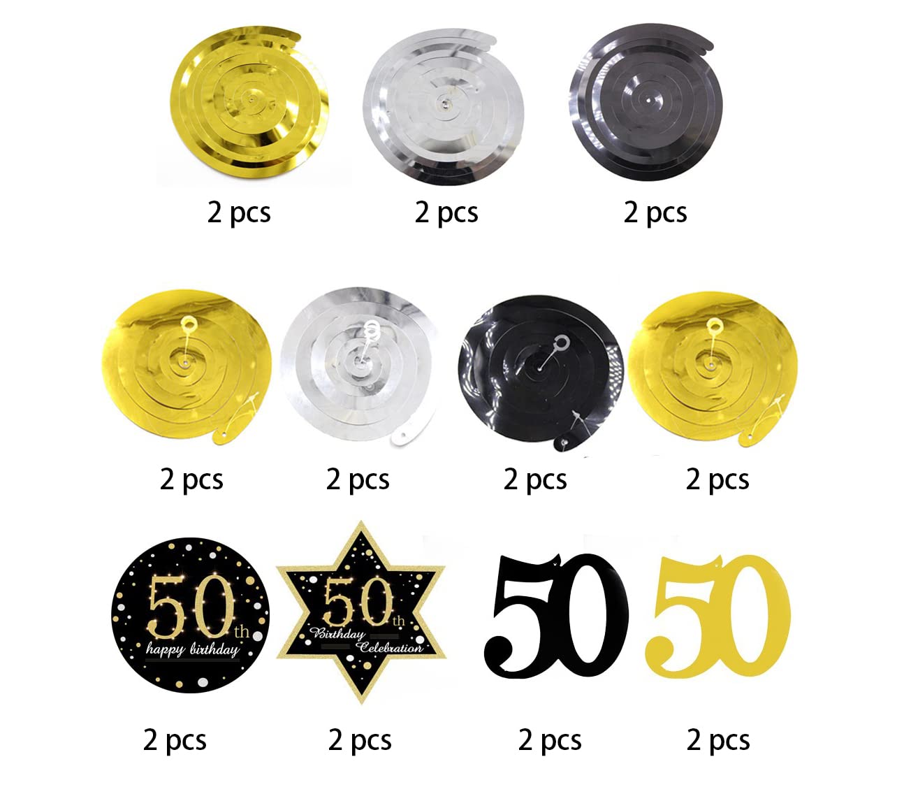 50th Birthday Party Decorations Set - Cheers & Beers to 50 Years Banner, Gold & Black Hanging Swirls, Paper Pom Poms & Latex Balloons - Perfect for Milestone Birthday Celebrations, Anniversary Parties & Retirement Decorations