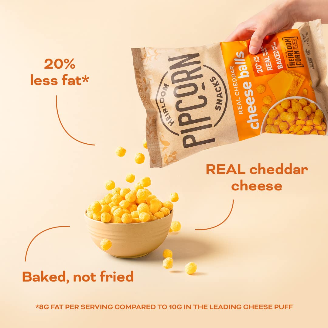 Pipcorn Heirloom Puffed Snacks Variety Pack - 24pk (1oz Bags) - Gluten Free Healthy Snacks with Cheddar Cheese Balls, Honey BBQ Twists & Cinnamon Sugar Twists - Perfect for School Lunches, Office Snacks & Movie Nights