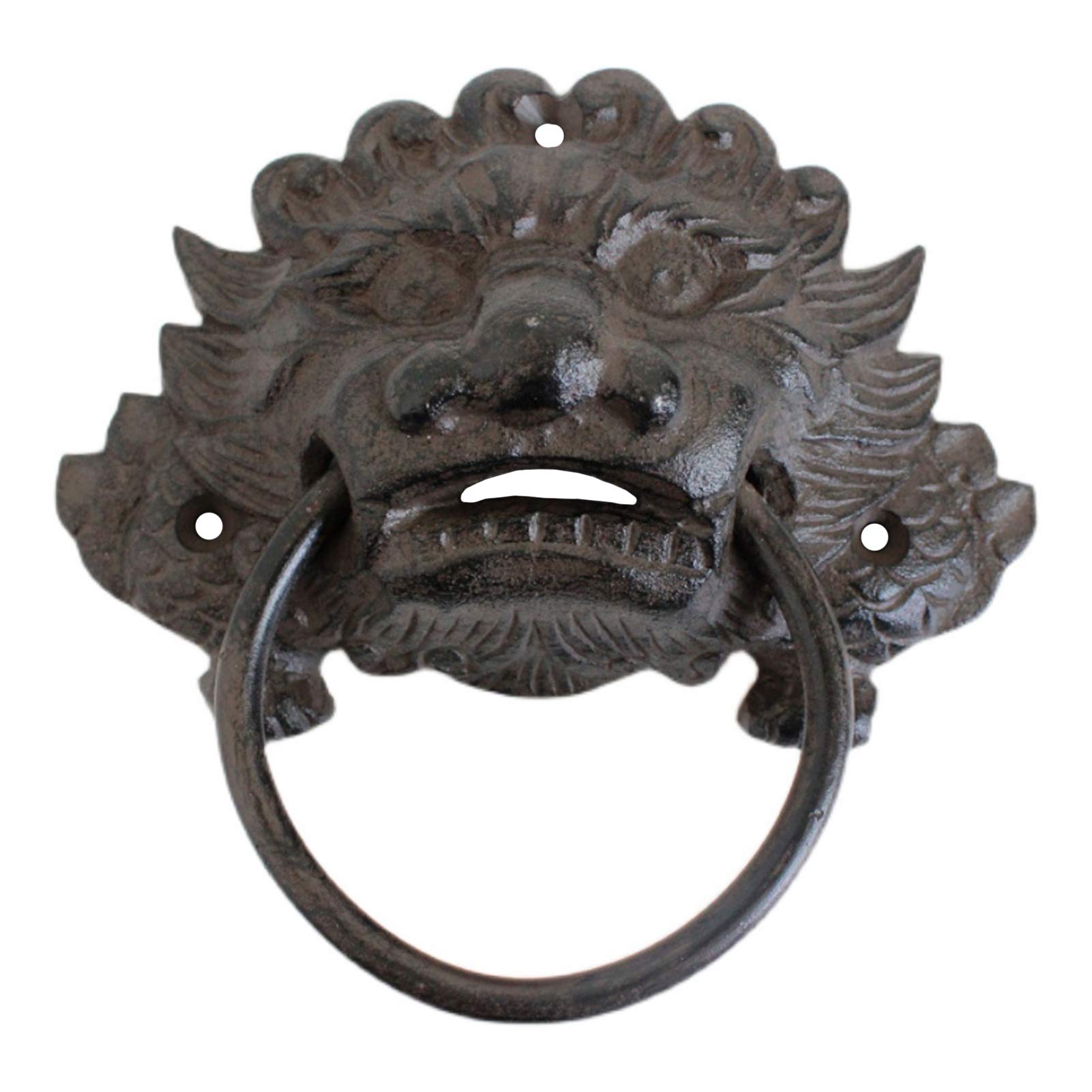 BEFASYY Rustic Black Lion Head Door Knocker - Vintage Cast Iron Front Door Handle with Pull Ring for Indoor & Outdoor Use - Perfect for Gates, Walls, and Traditional Home Entrances