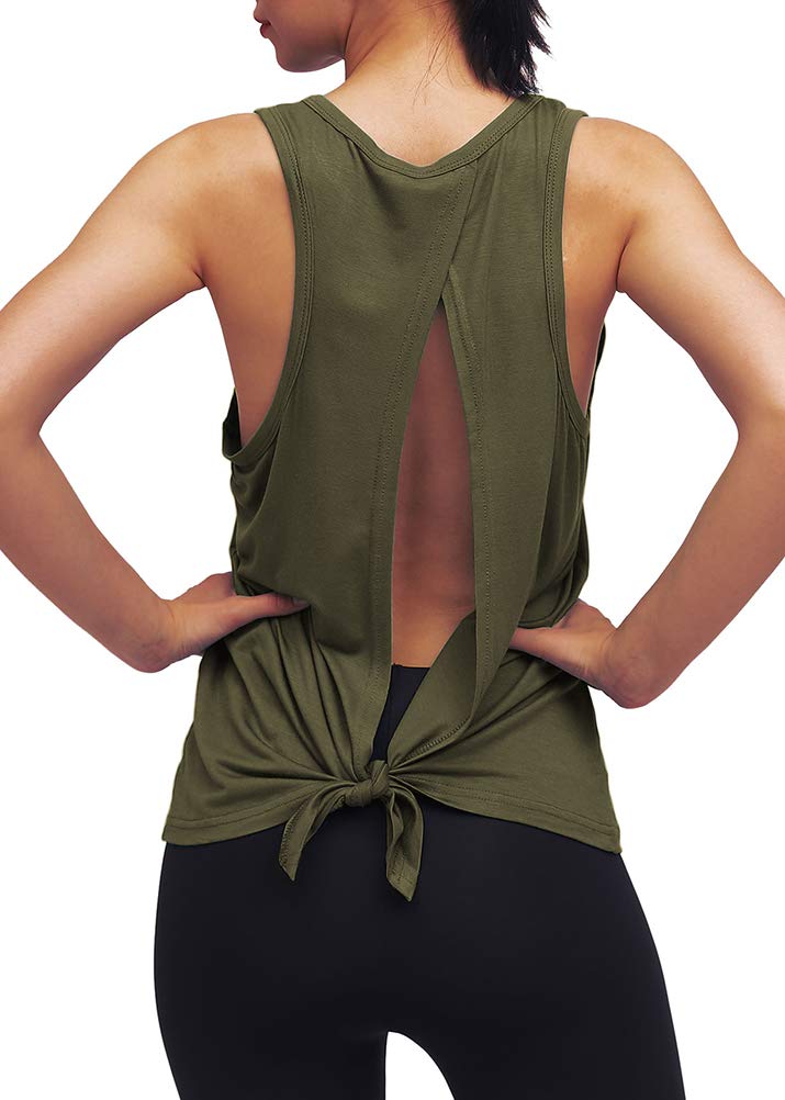 Women's Workout Yoga Tops - Open Back Shirts with Adjustable Tie Back Tank Tops for Yoga, Gym & Fitness | Breathable & Comfortable for Yoga Pants & Leggings