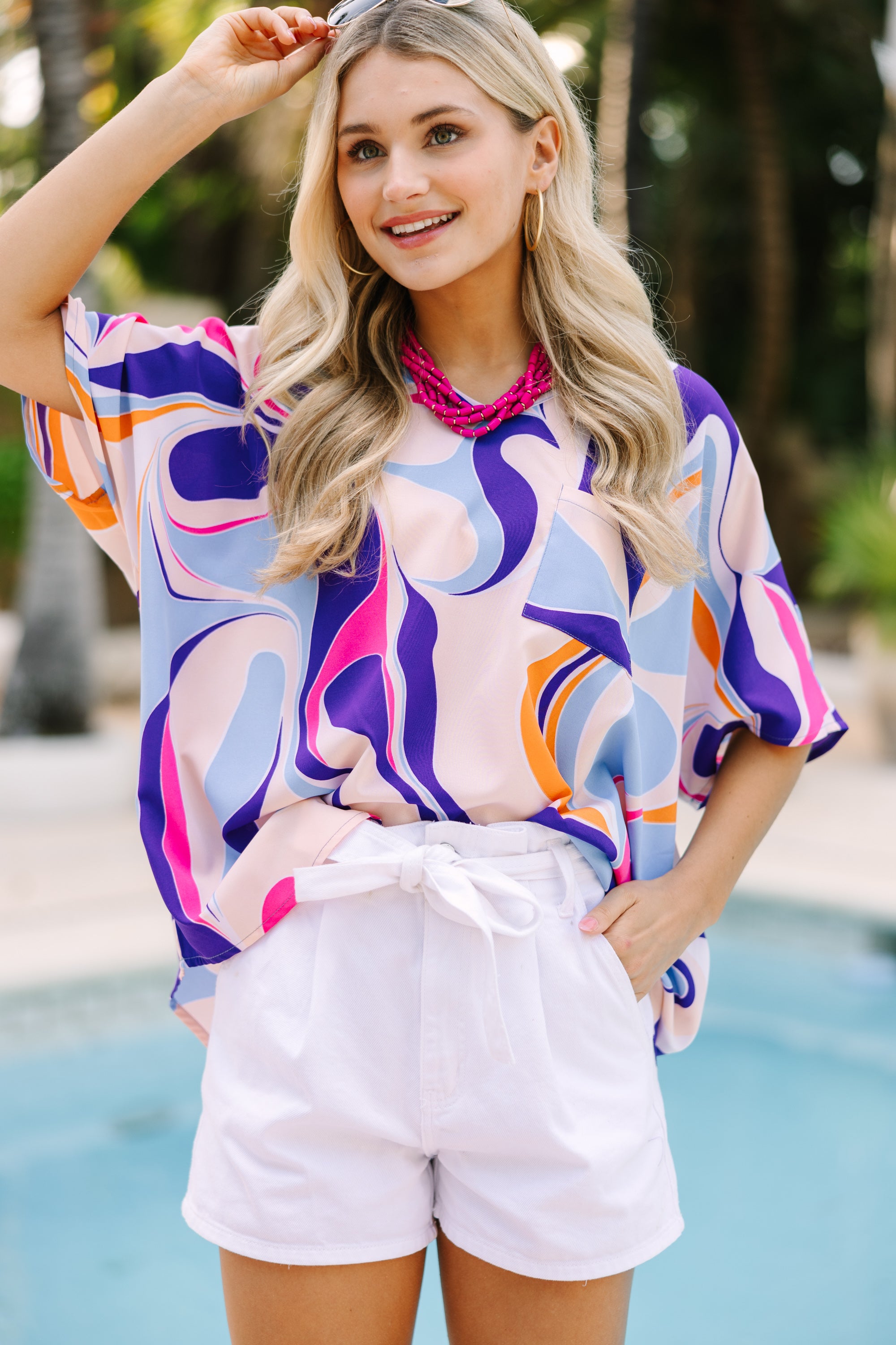Stylish Purple Abstract Print Women's Tops - Trendy & Comfortable for Casual Wear, Parties & Date Nights