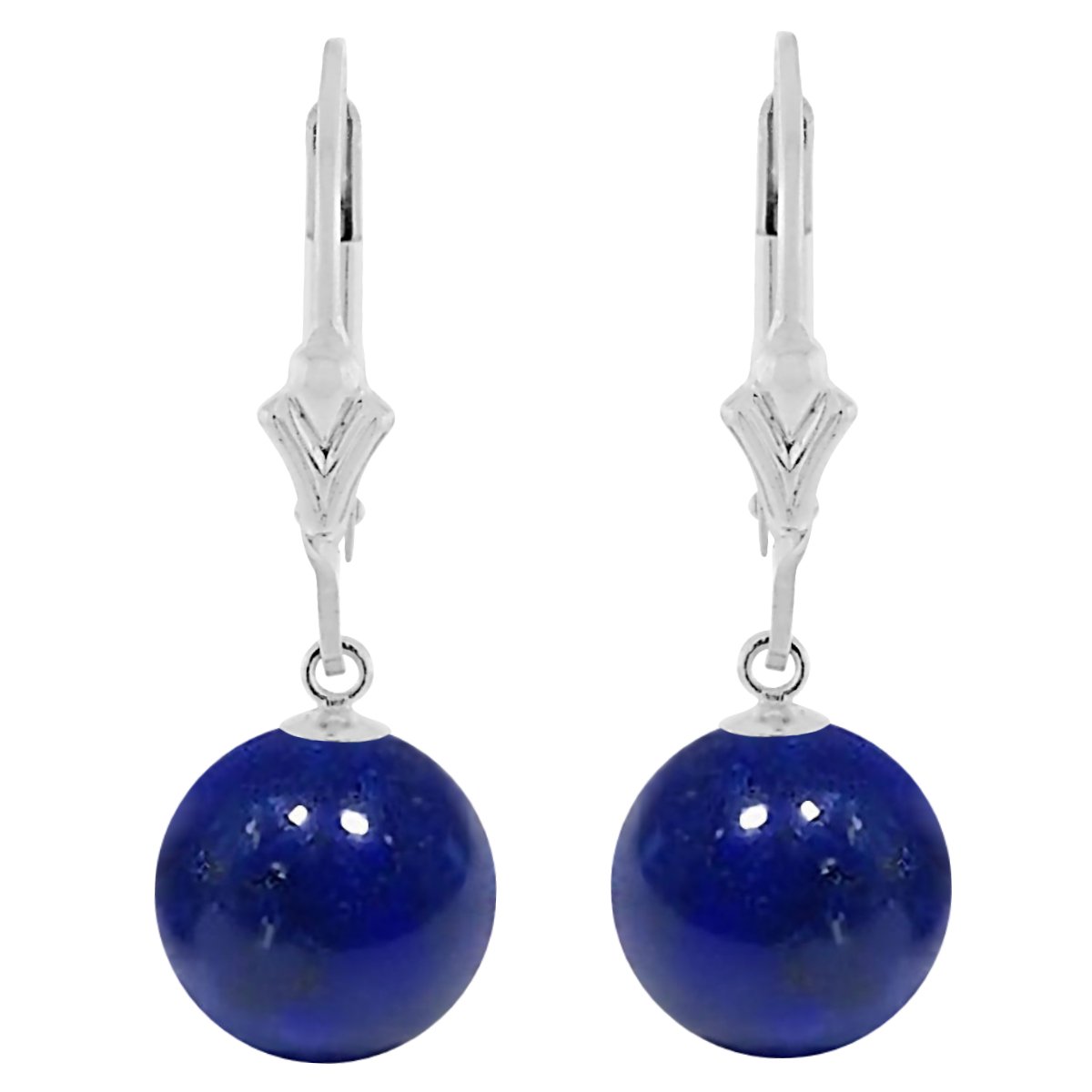 Trustmark 925 Sterling Silver 10mm Natural Lapis Lazuli Ball Leverback Earrings for Women - Elegant Handmade Gemstone Jewelry for Gifts, Parties & Everyday Wear