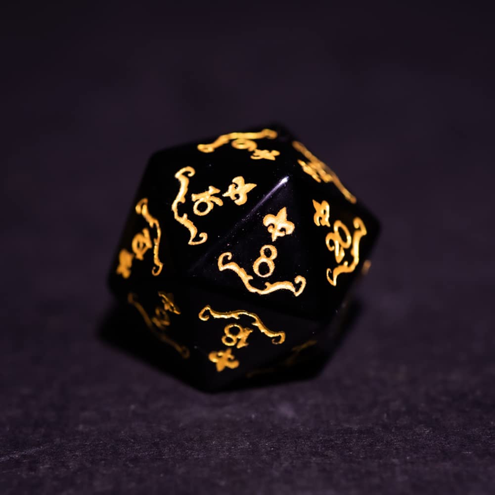Premium Obsidian D&D Dice Set - 7-Piece Polyhedral RPG Dice for Dungeons & Dragons, Pathfinder & Tabletop Role-Playing Games | Perfect for DND Campaigns, TRPG Nights & Fantasy Gaming Sessions