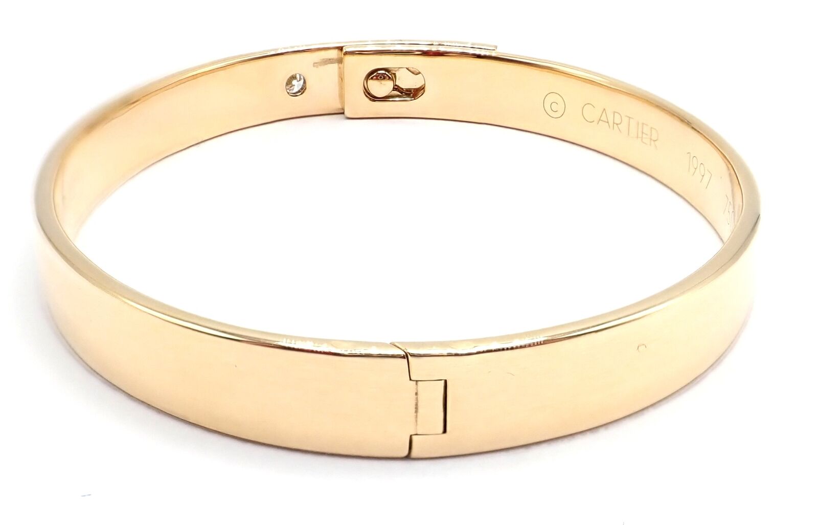 Authentic Cartier 18K Yellow Gold Diamond Anniversary Bangle Bracelet - Size 17 - Luxury Jewelry Gift for Women - Perfect for Anniversaries, Weddings & Special Occasions