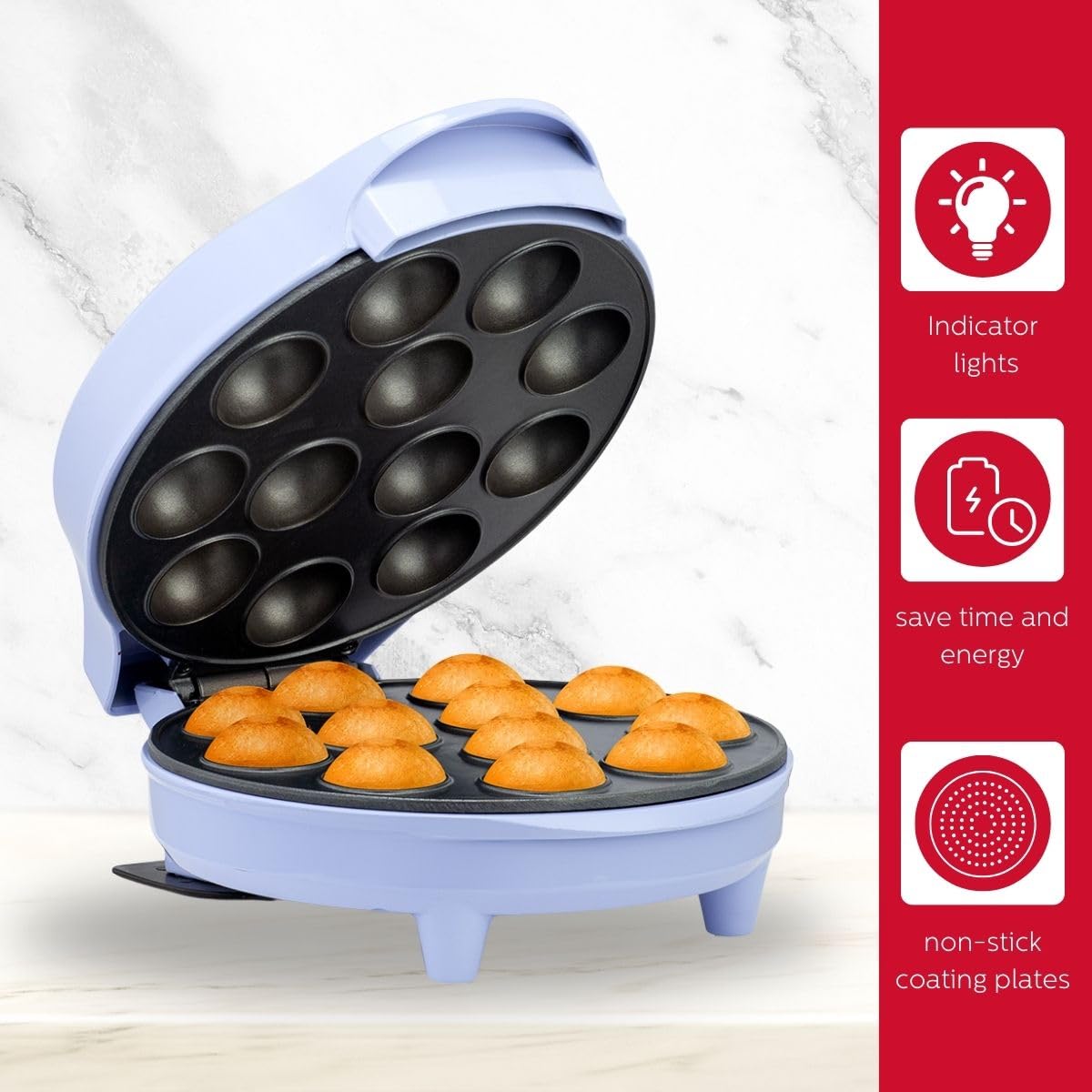 Holstein Housewares Cake Pop Maker - 12 Cake Pops Non-Stick Baking Machine, Purple (Lavender) - Perfect for Birthday Parties, Baby Showers & Holiday Treats - Great Gift for Bakers & Home Cooks