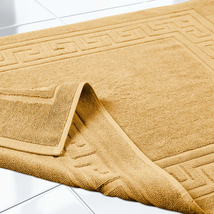 Premium Cotton 2-Piece Greek Key Border Bath Mat Set - Ultra Absorbent, Non-Slip Bathroom Rug - Perfect for Modern Bathrooms, Master Suites & Spa-Like Retreats