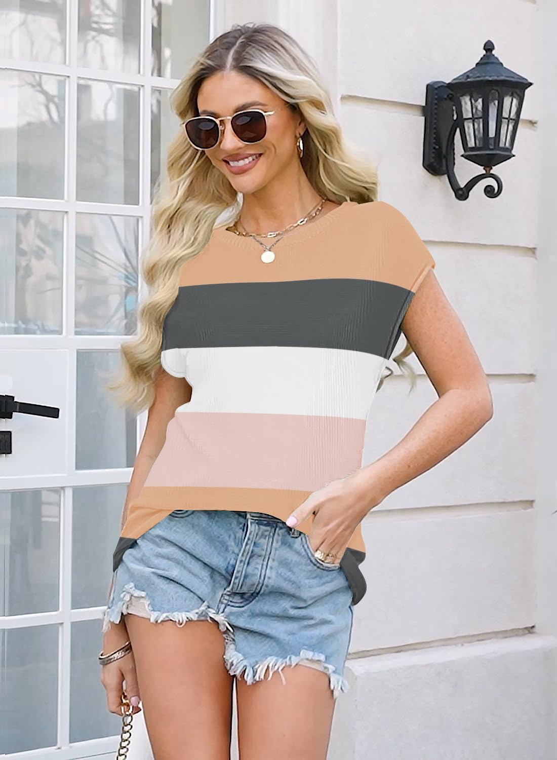 Women's Waffle Knit Cap Sleeve Summer Tops - Breathable Basic Tank Shirts for Casual Wear, Beach Outfits & Layering