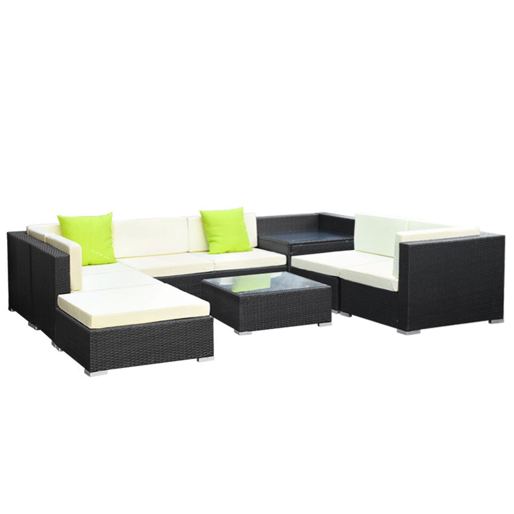 9-Piece Outdoor Wicker Sofa Set - 7-Seater Patio Furniture for Garden, Poolside & Backyard Relaxation