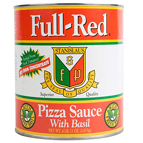 Premium Full Red Pizza Sauce with Fresh Basil - #10 Can (6.69 lbs / 6L) - Bulk Pack of 6 Cans - Perfect for Pizzerias, Italian Restaurants & Home Chefs