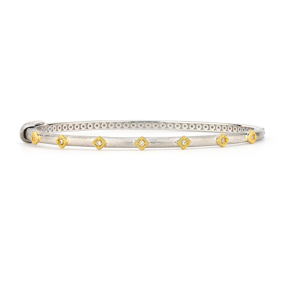 Jude Frances Mixed Metal Diamond Kite Bangle Bracelet for Women - Elegant Stackable Jewelry Gift for Birthday, Anniversary & Special Occasions