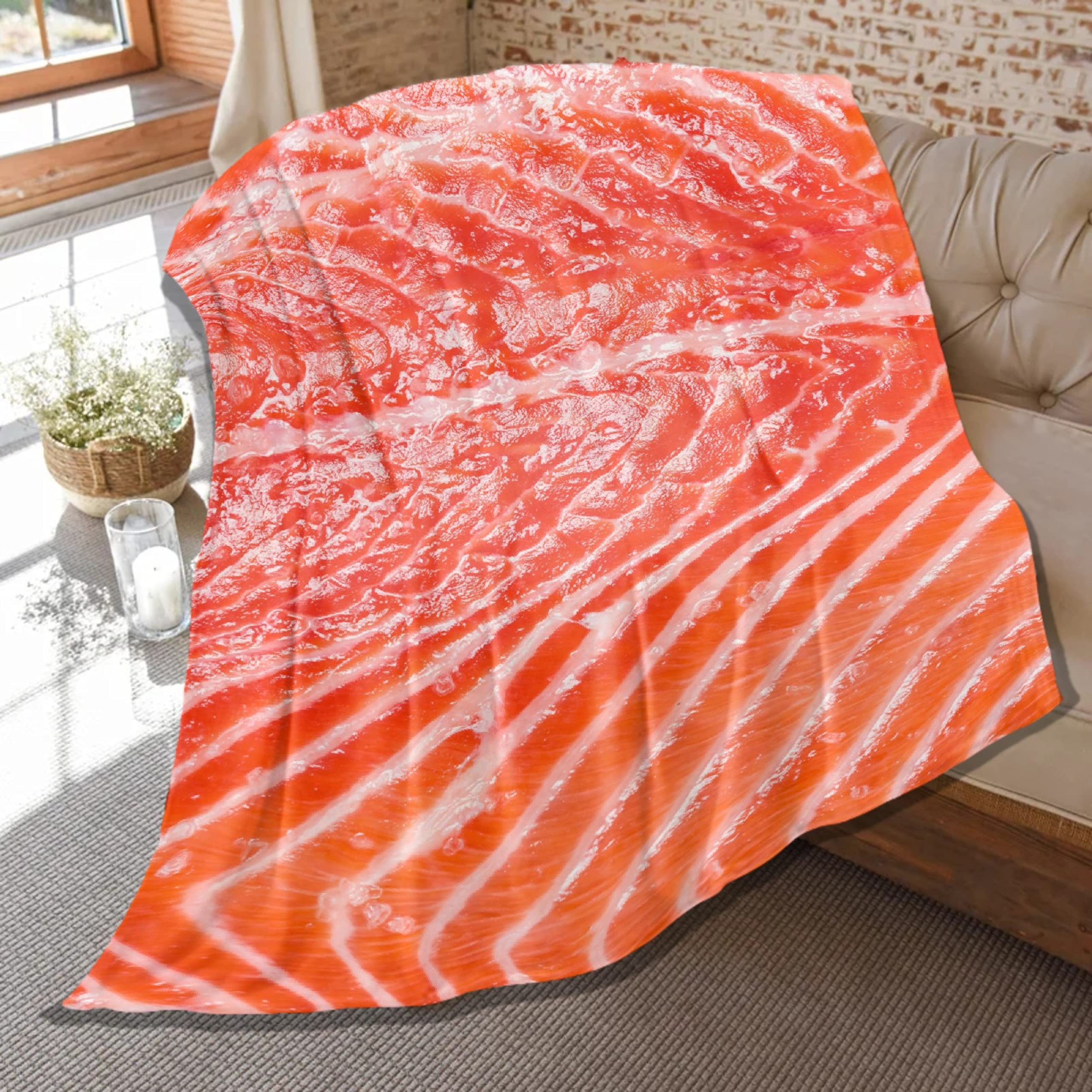 Soft Salmon Texture Plush Flannel Blanket - Lightweight & Cozy Throw for Kids, Women & Men - Extra Large 120