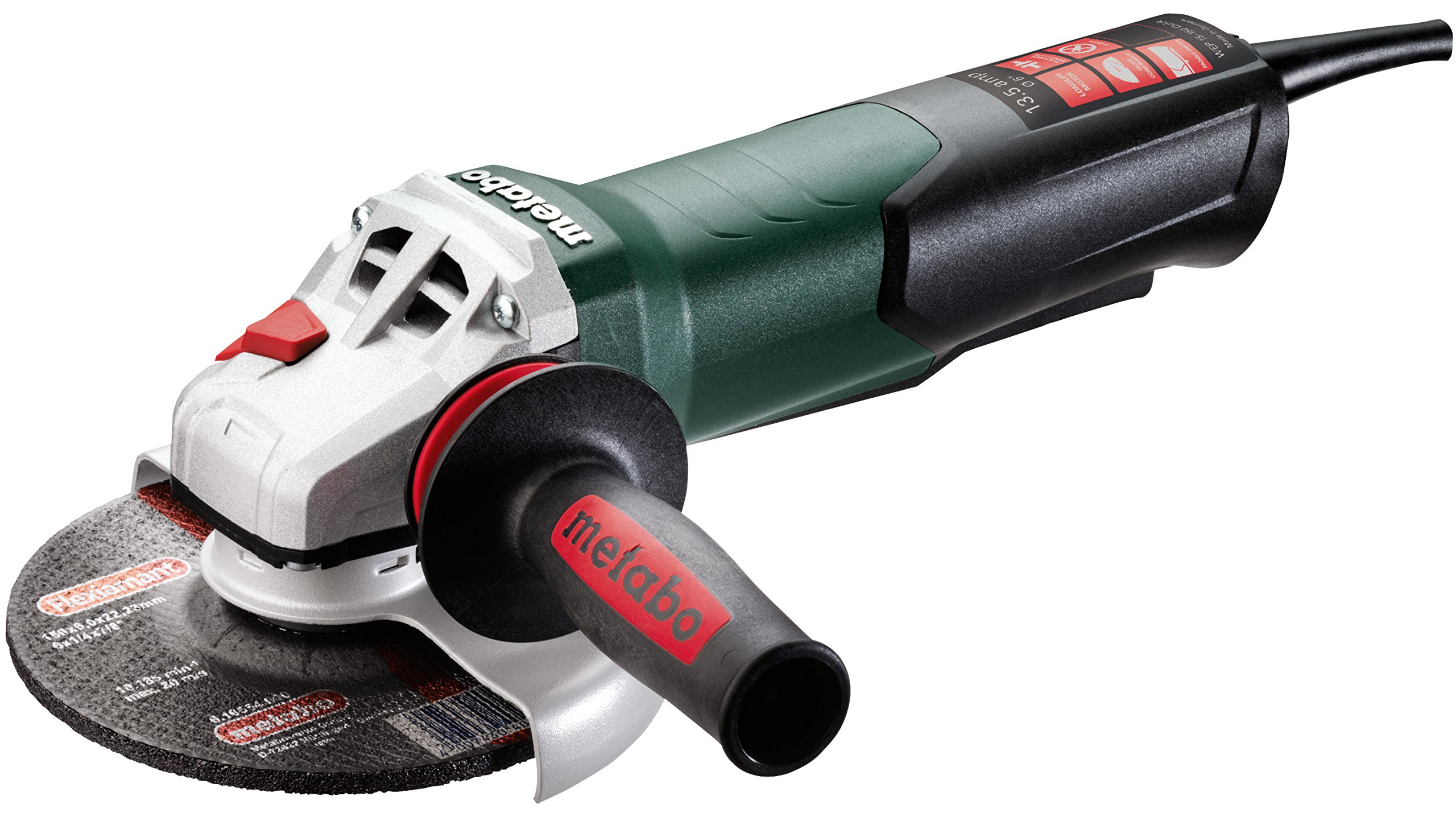 Metabo WEP15-150Q 6-Inch 13.5 Amp Angle Grinder with 9,600 RPM - Heavy-Duty Metal & Concrete Cutting Tool for Construction, Welding & DIY Projects