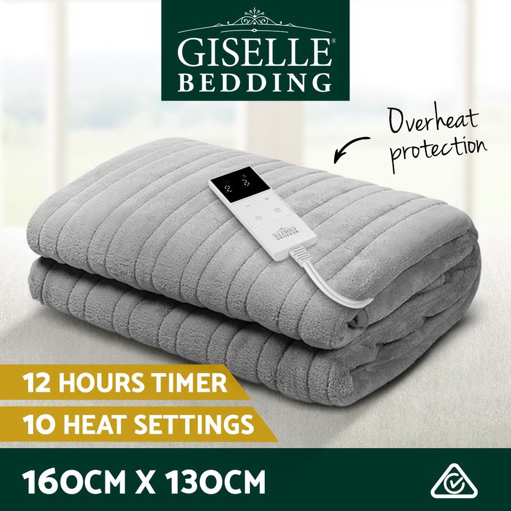 Electric Heated Throw Blanket - Ultra Soft Fleece, Machine Washable, Silver - Perfect for Cozy Nights, Winter Warmth & Home Comfort