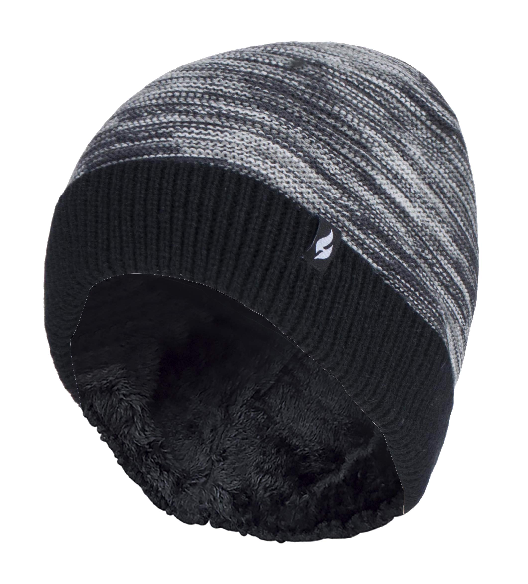 Heat Holders Men's Thermal Fleece Lined Winter Beanie Hat - Ultra Warm Knitted Garter Stitch Cap for Cold Weather, Outdoor Activities & Snow Sports