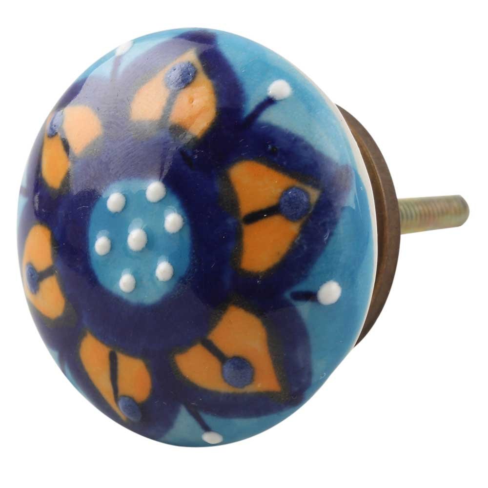 20 Pack Blue Ceramic Flower Drawer Knobs - Elegant Cabinet Hardware for Kitchen, Dresser & Furniture - Decorative Pulls for Home Renovation & DIY Projects - Perfect for Updating Cabinets, Drawers & Vintage Furniture