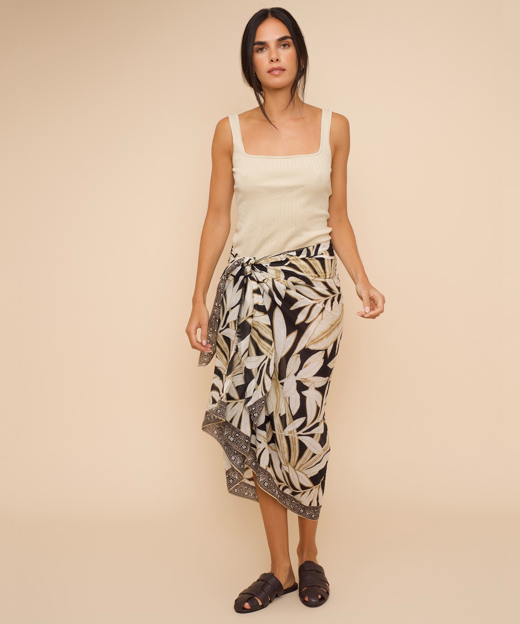Golden Palm Sarong Wrap - Stylish Beach Cover Up, Lightweight & Breathable for Women - Perfect for Pool, Beach, Vacation & Summer Outfits
