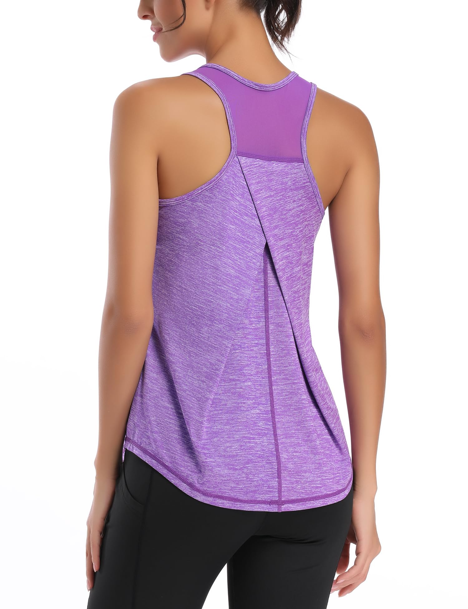 5 Pack Women's Workout Tops - Breathable Mesh Racerback Tank Tops for Gym, Yoga & Running | Sleeveless Athletic Shirts for Women | Perfect for Fitness, Training & Active Lifestyle