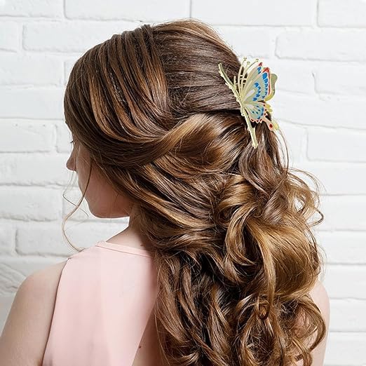 Sparkly Butterfly Hair Claw Clips - Large Non-Slip Metal Hair Clips for Women, Strong Hold Hair Accessories for Thick Hair, Cute Hair Clips for Girls, Perfect Hair Gifts for Her (Great for Parties, Weddings, Daily Styling)