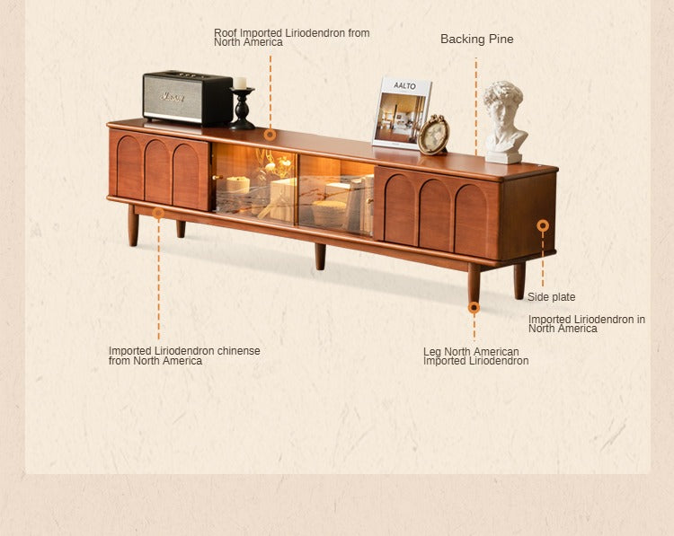Antique Style Poplar Solid Wood TV Stand - Rustic Entertainment Center for Living Room, Bedroom & Home Theater
