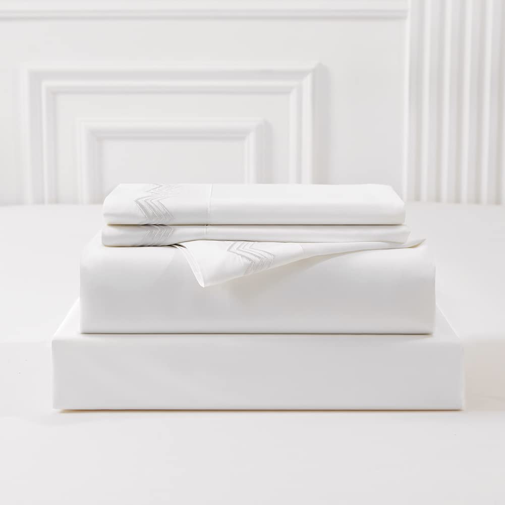 MEILA Cooling Bamboo Rayon Sheet Set - Queen Size, Deep Pocket Fits Mattress Up to 16