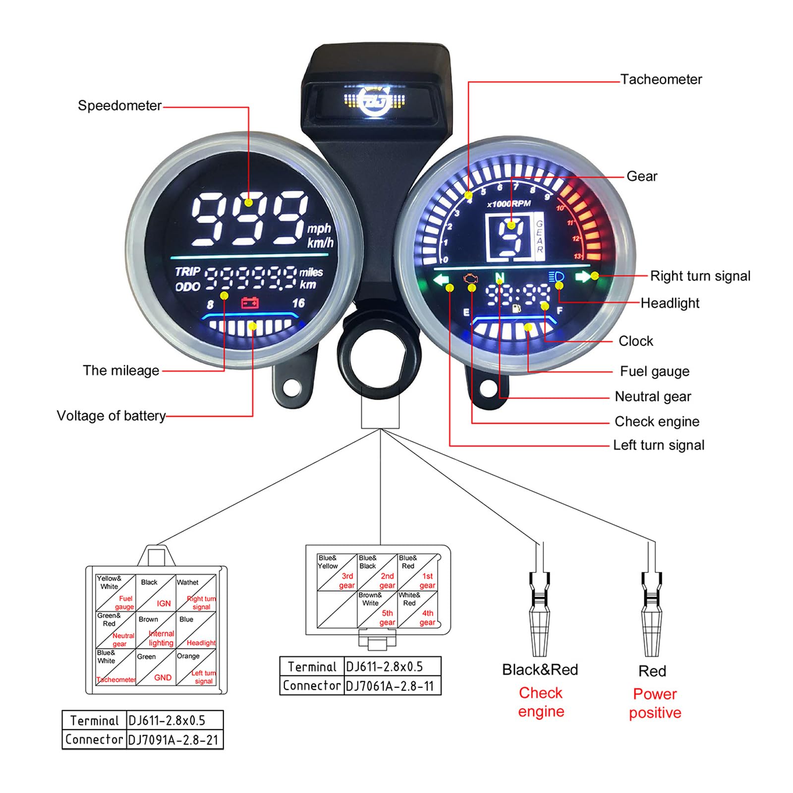 Digital Motorcycle Speedometer with Tachometer & Odometer - for Suzuki GN 125 - Ride Tracking & Performance Monitoring