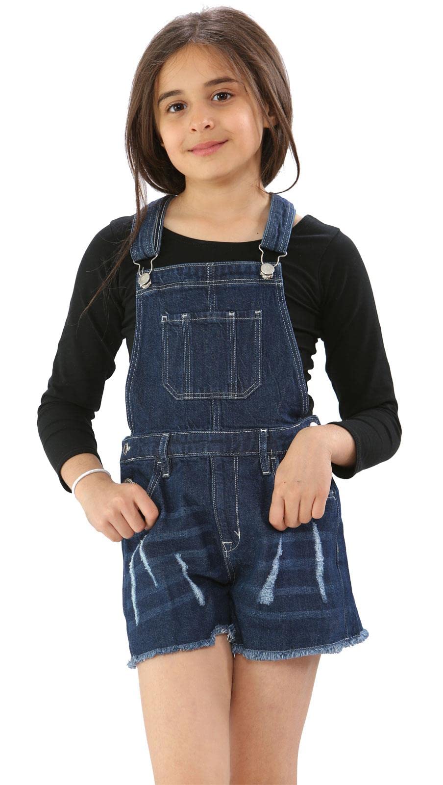True Face Girls Denim Dungarees - Sleeveless Cotton Bib Overalls & Shorts for Kids | Playtime, School & Casual Outfits