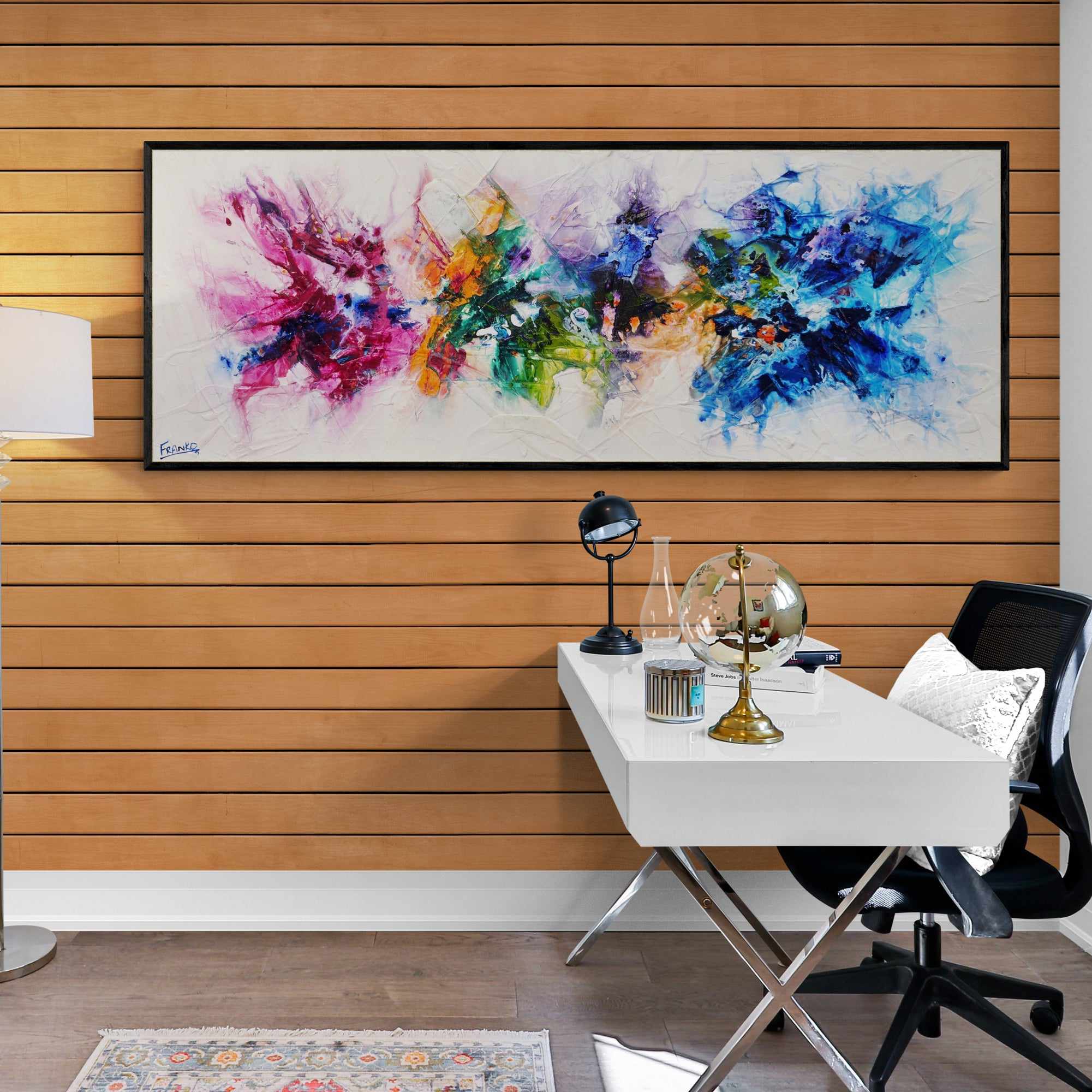 Colorful Textured Abstract Painting - Mini Bouquet 160cm x 60cm Wall Art for Living Room, Bedroom & Office Decor | Modern Canvas Artwork