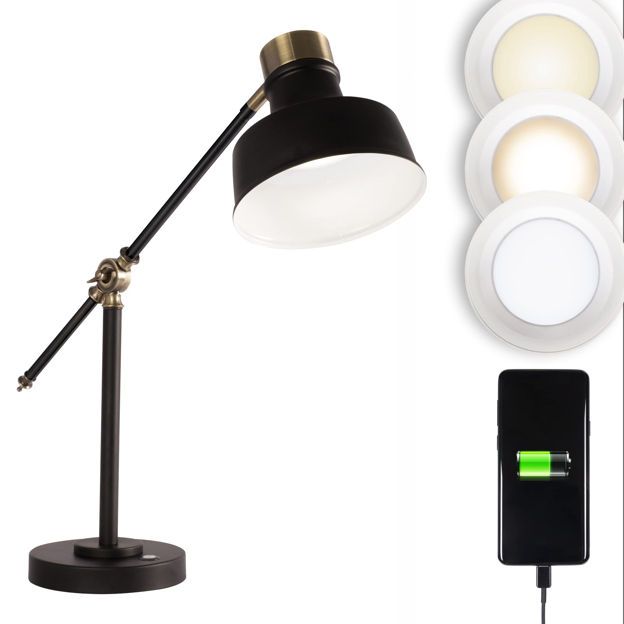 OttLite Balance LED Desk Lamp with USB Port - Adjustable Modern Task Light for Home Office, Reading & Studying - Energy Efficient Eye-Care Lighting Solution
