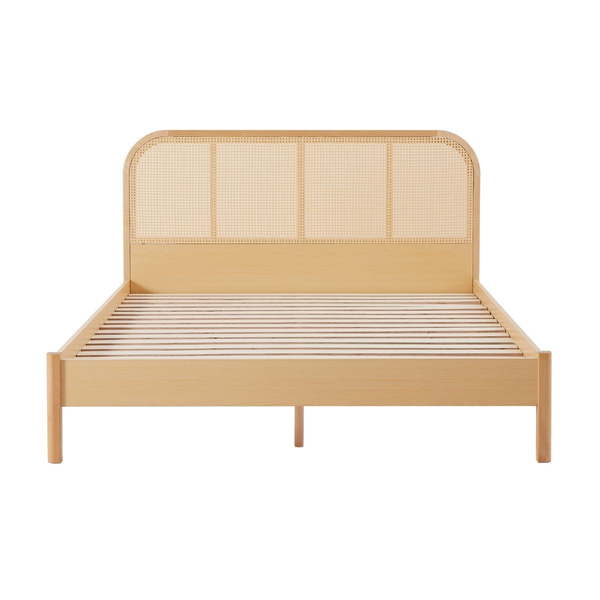 Luxury Rattan Bed Frame with Curved Headboard - Queen Size Bed for Master Bedroom | Boho Chic Bedroom Decor | Eco-Friendly Woven Design for Modern & Coastal Style Homes
