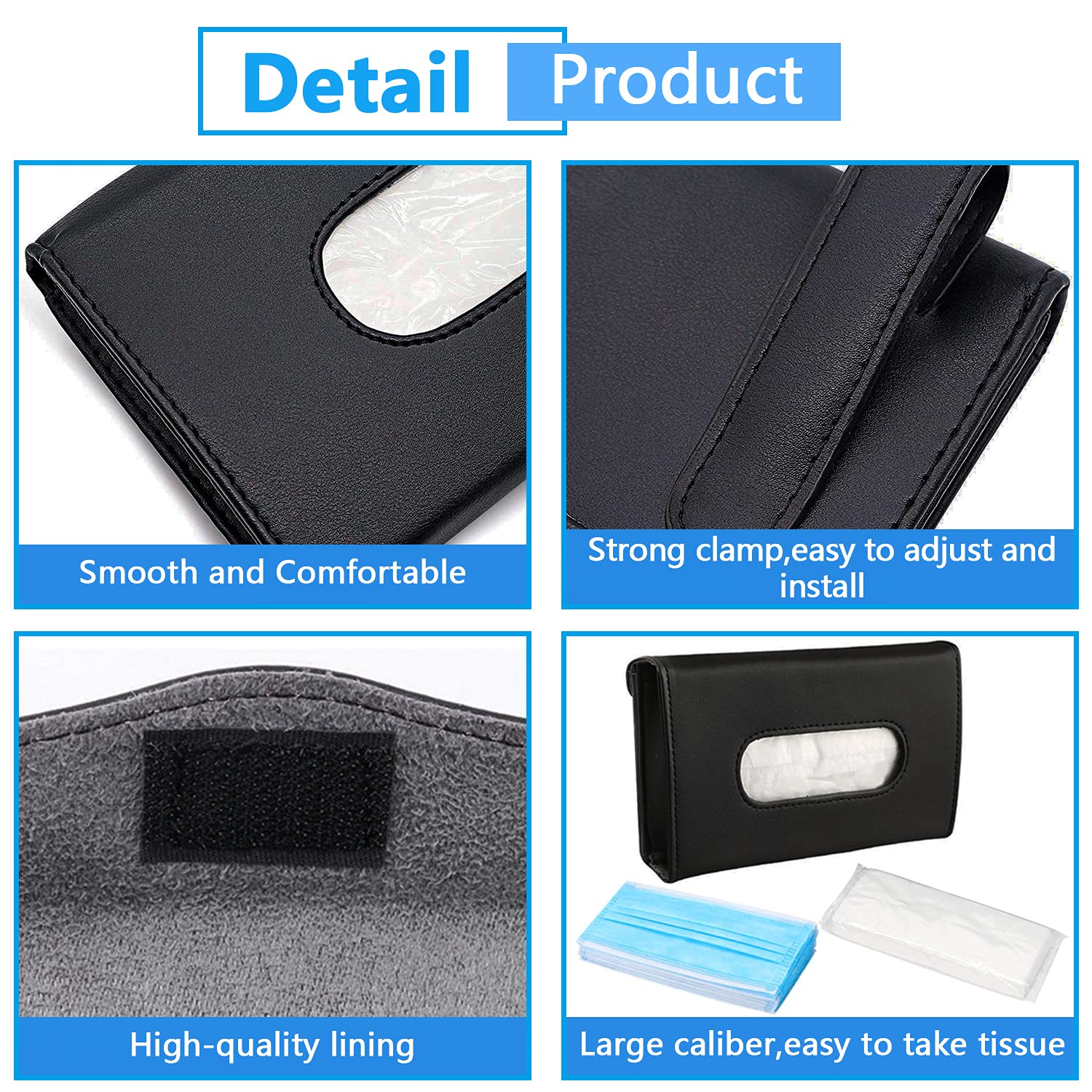 Premium Leather Car Tissue Dispenser & Sun Visor Napkin Holder - Luxury Car Accessory for Road Trips, Commuting & Everyday Use