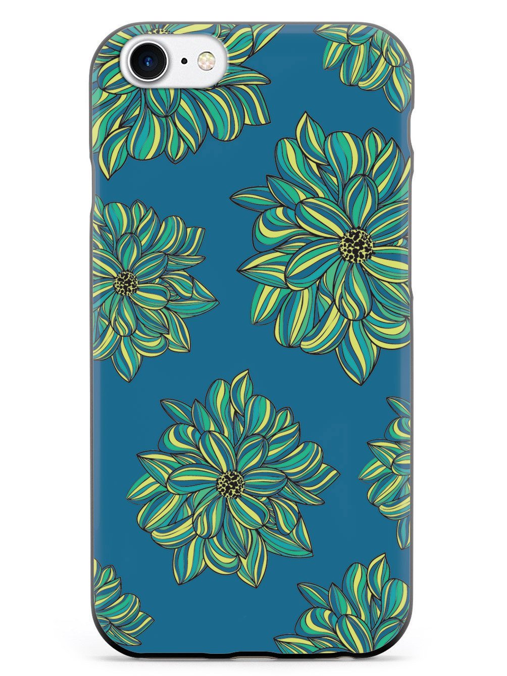 Inspired Cases - iPhone 8 Case with 3D Textured Protection - Blue Floral Design Phone Cover for Apple iPhone 8 - Perfect for Everyday Use, Work & Travel