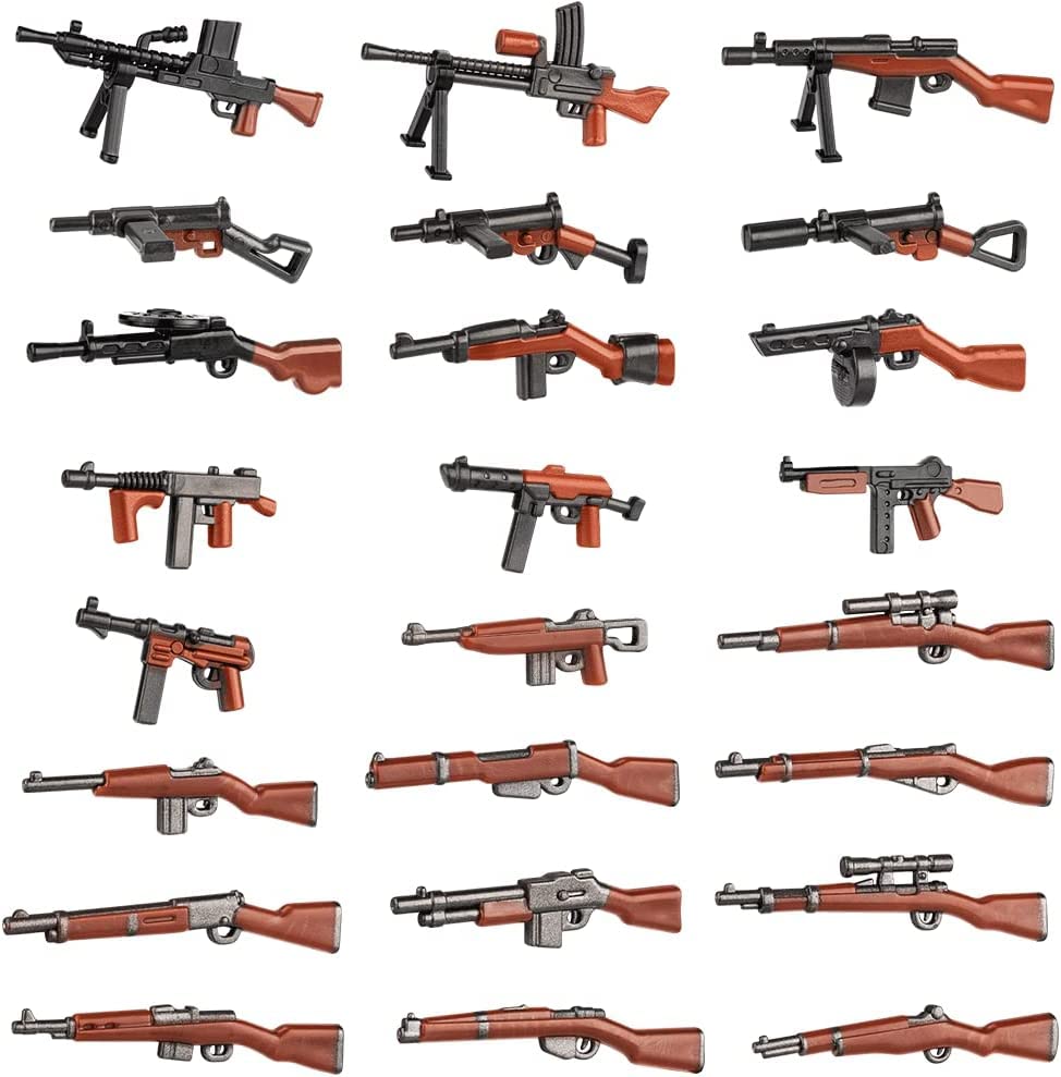 WW2 Toy Soldiers Army Battle Set - WWII Military Figures with Weapons & Building Blocks | Compatible with LEGO & Major Brands | War Game Scenes, Diorama Displays, Collectible Gifts for History Enthusiasts