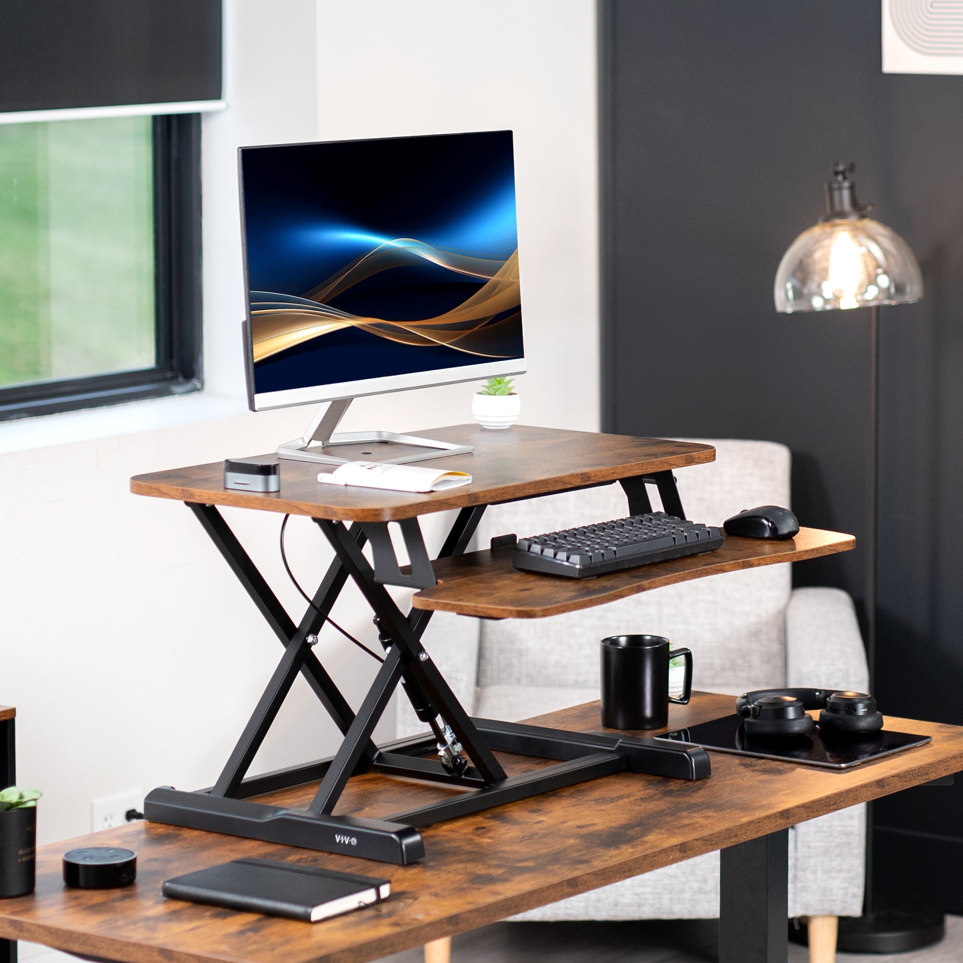 Adjustable K Series Standing Desk Converter - Ergonomic Height Riser for Home & Office Workspace - Perfect for Work from Home, Study, and Gaming