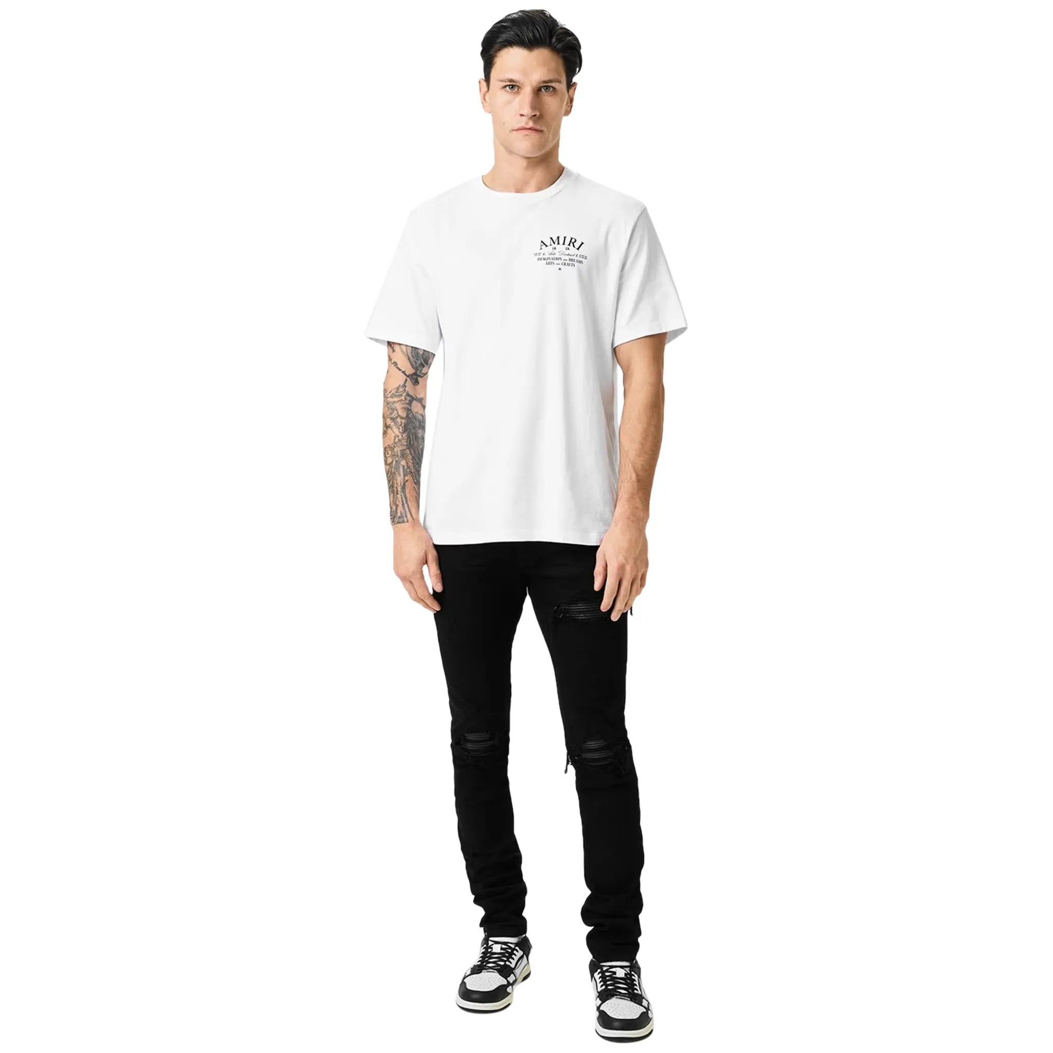 Amiri MX1 Black Leather Patch Jeans for Men - Premium Distressed Denim Pants with Stylish Leather Accents | Perfect for Casual Wear, Night Out & Street Fashion