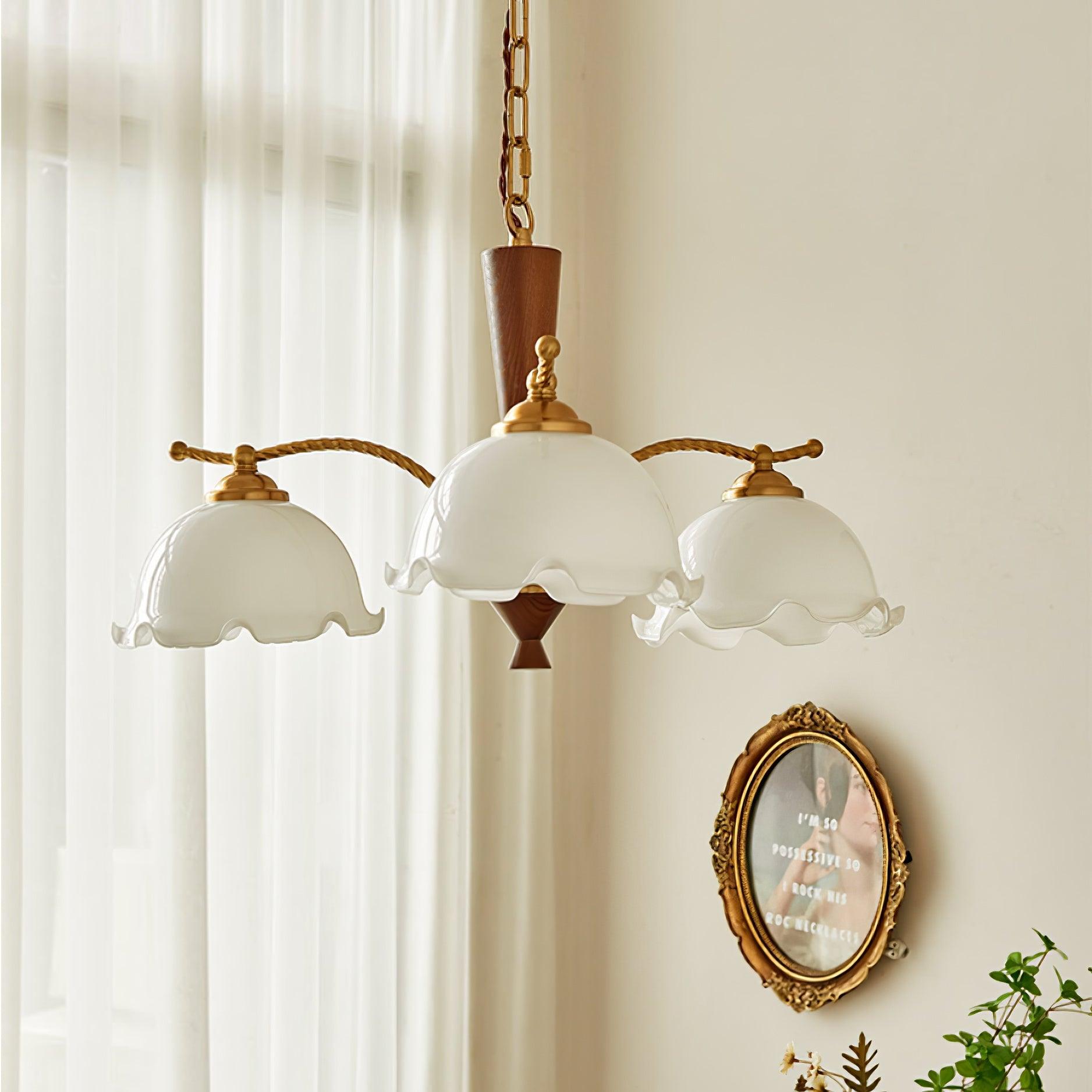 Elegant Milky Flower Chandelier - Crystal Ceiling Light Fixture for Dining Room, Bedroom & Living Room Decor
