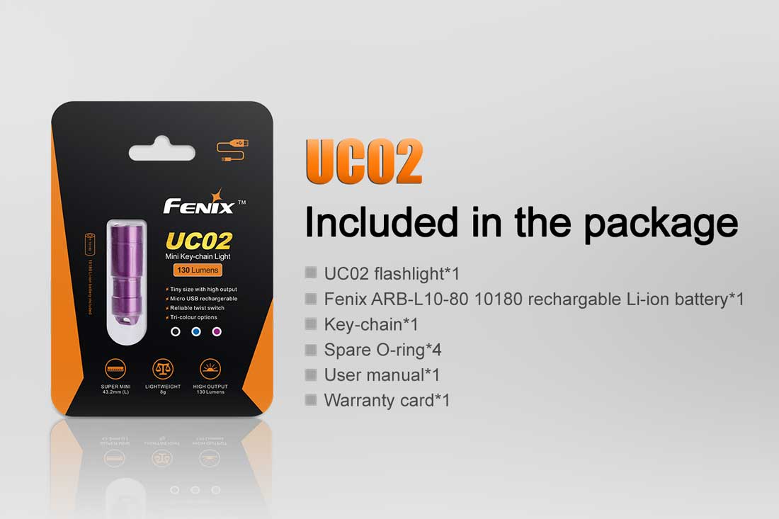 UC02 USB Rechargeable Keychain Flashlight - Compact & Bright LED Light for Emergencies, Camping, Hiking & Everyday Carry (EDC)