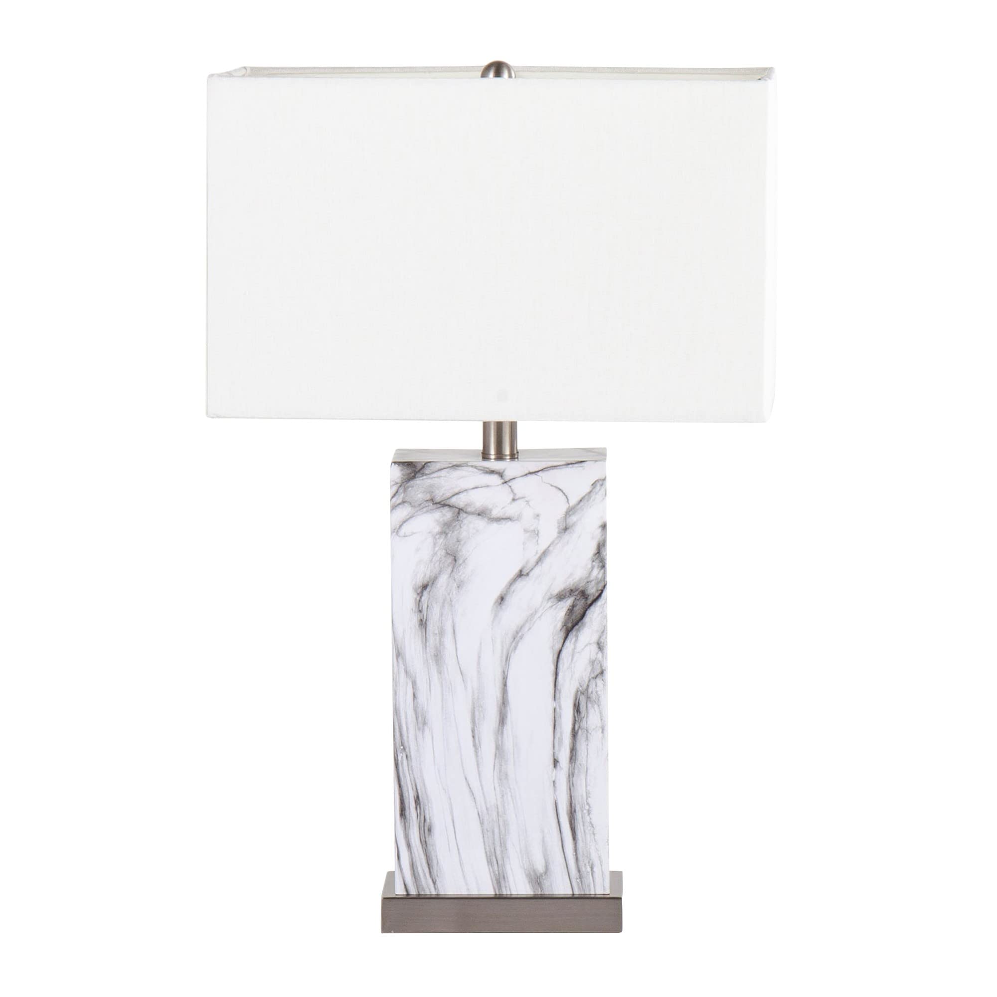 Modern White Cory Table Lamp - Stylish Desk & Bedside Nightstand Lamp for Living Room, Bedroom, Office - Energy Efficient LED Lighting for Reading & Relaxation