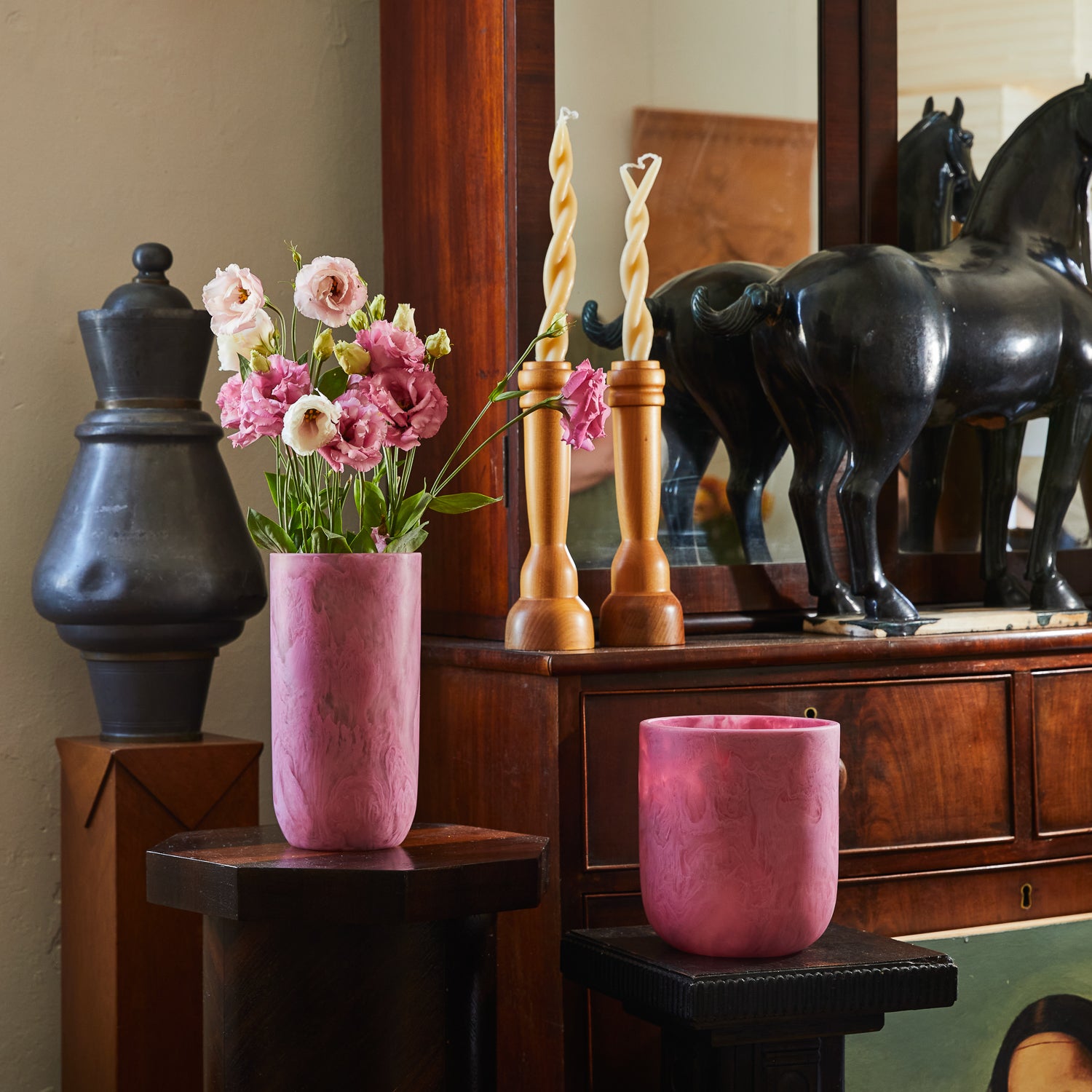 Amisha Vase Fuchsia - Elegant Handcrafted Ceramic Flower Vase for Home Decor, Wedding Centerpieces & Gift Giving