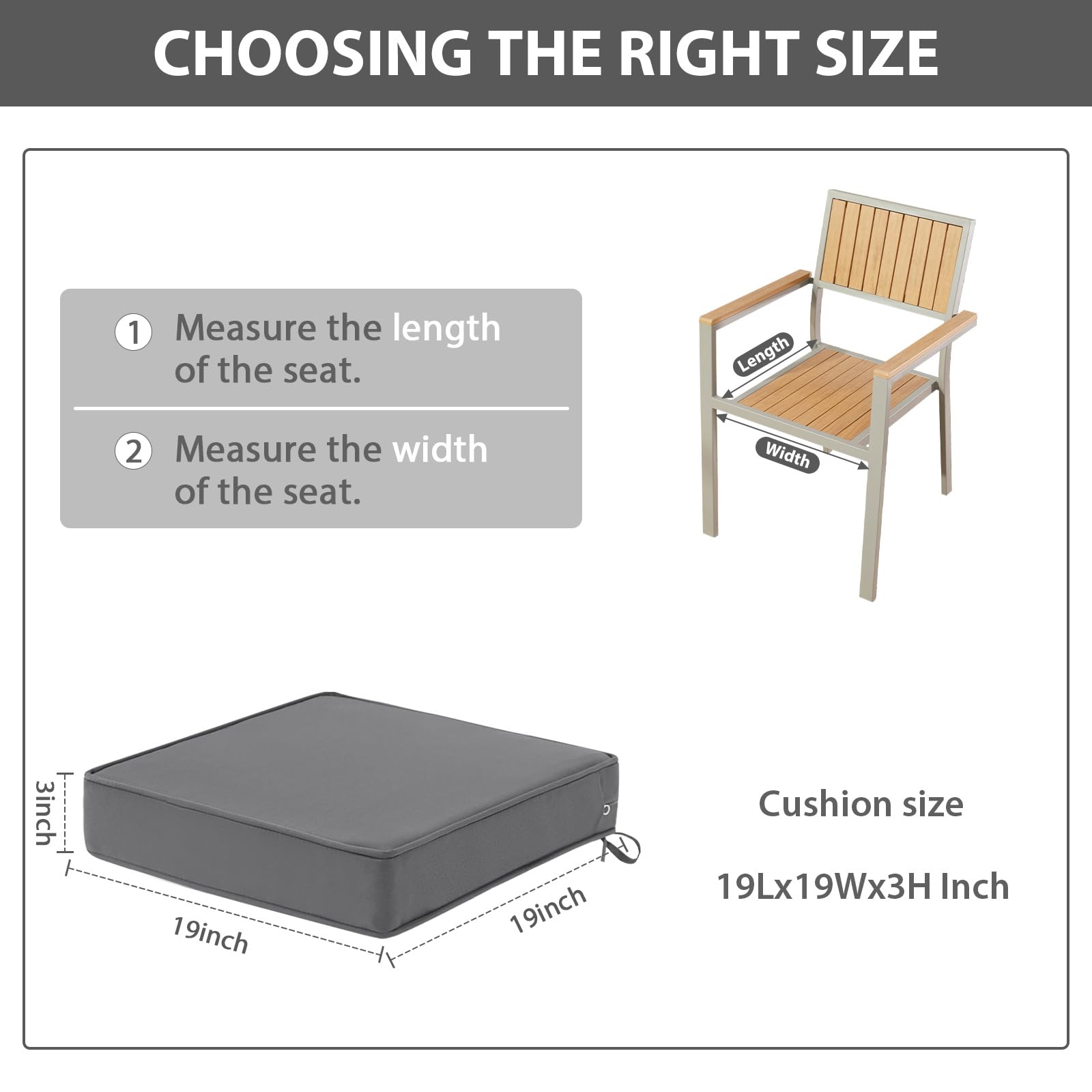 Premium Outdoor Chair Cushions Set of 2 - Waterproof Patio Furniture Cushions with Secure Ties (19