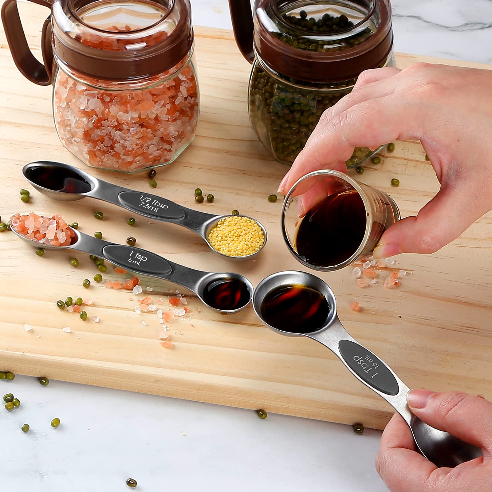 Premium Stainless Steel Measuring Cups and Spoons Set - 5 Nesting Cups & 7 Spoons with Leveler for Baking, Cooking - Perfect for Dry & Liquid Ingredients (Black) | Ideal for Home Kitchen, Professional Baker, Gift for Cooking Enthusiasts