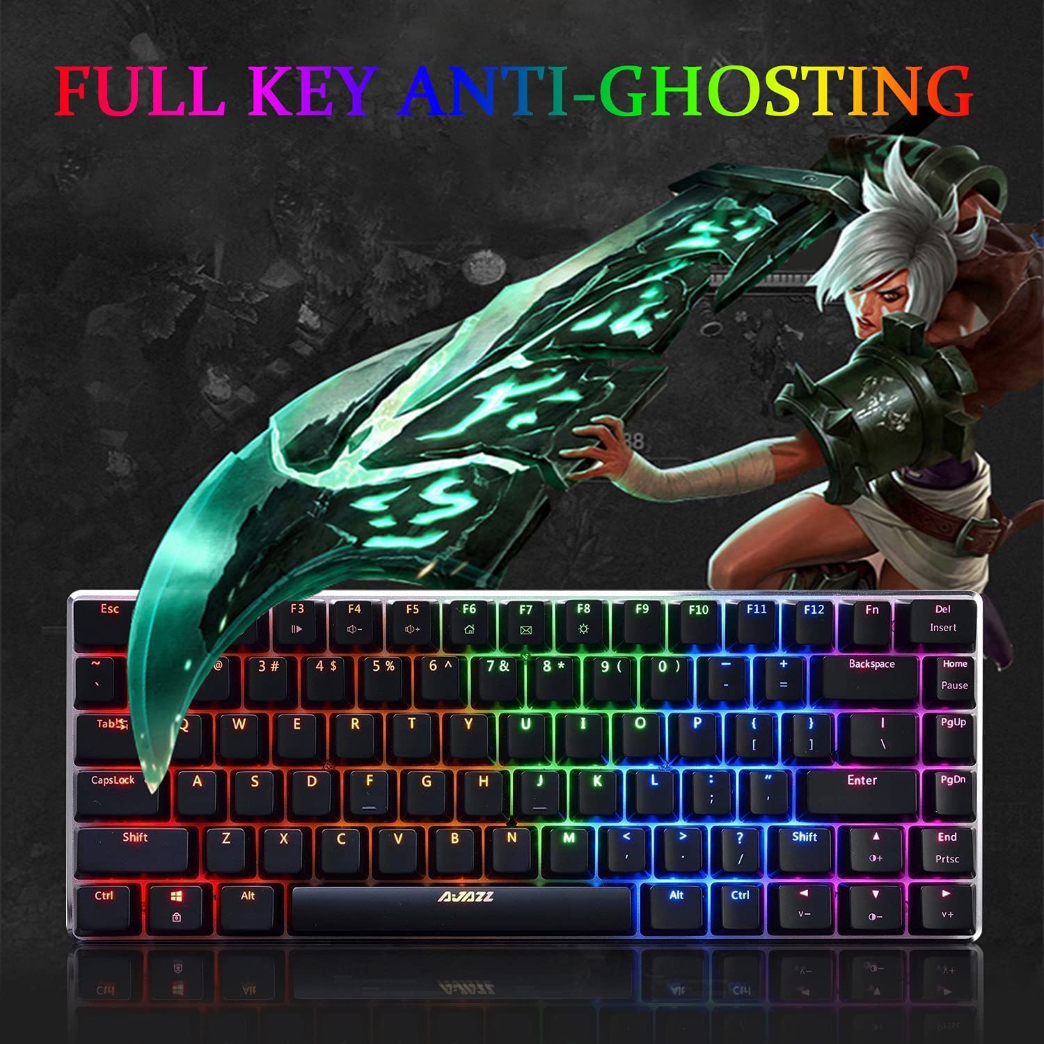 LexonElec AK33 RGB Mechanical Gaming Keyboard - 82 Key Compact Wired Keyboard with 20 LED Backlit, Black Switch, Waterproof & Ergonomic Design for PC, Laptop, Mac, Xbox, PS4, PS5 (Black RGB) - Perfect for Gaming, Office Work & Typing