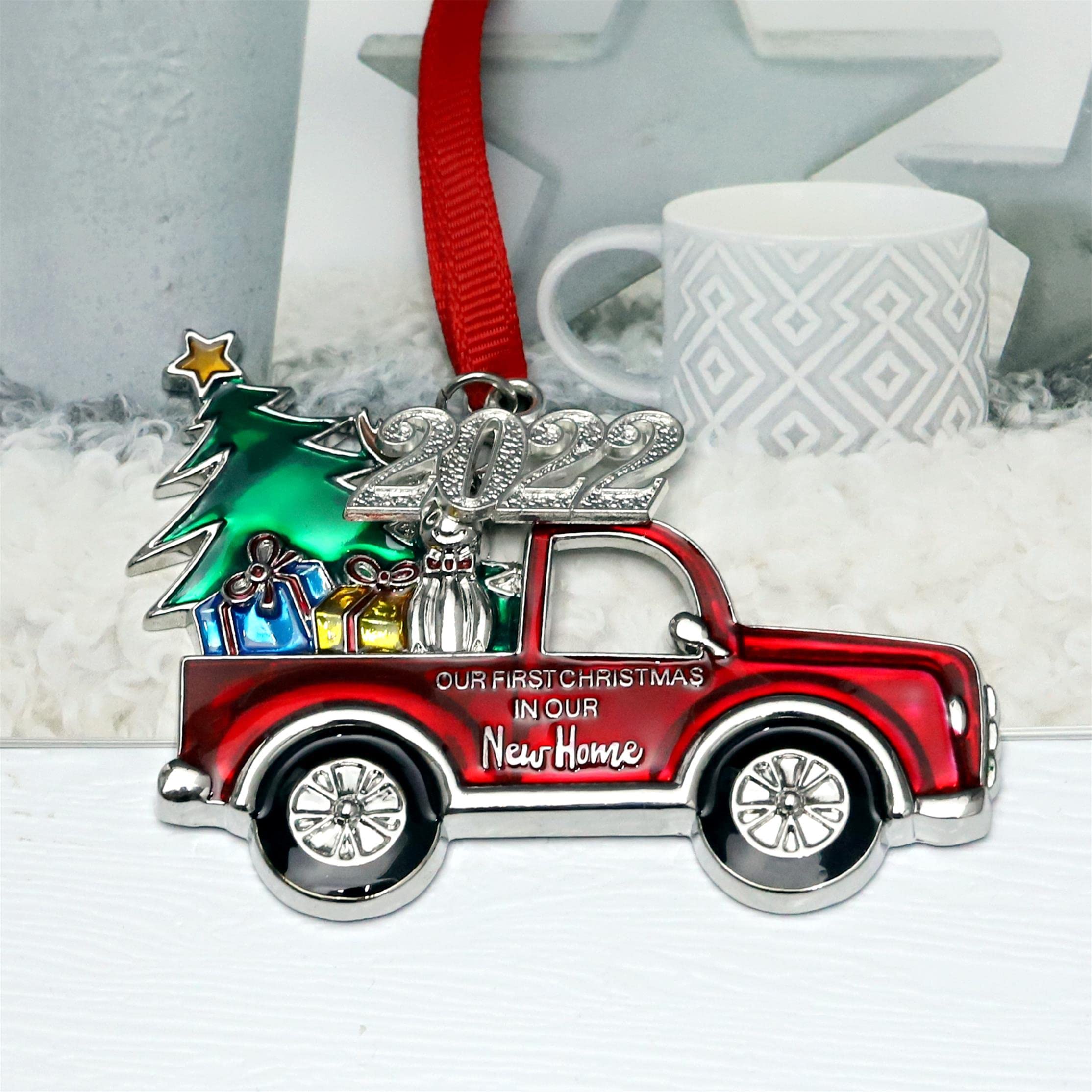 2024 Our First Christmas in Our New Home Metal Ornament - Housewarming Gift for New Homeowners, First House Christmas Tree Decoration - Perfect for Holiday Decor & New Home Celebrations