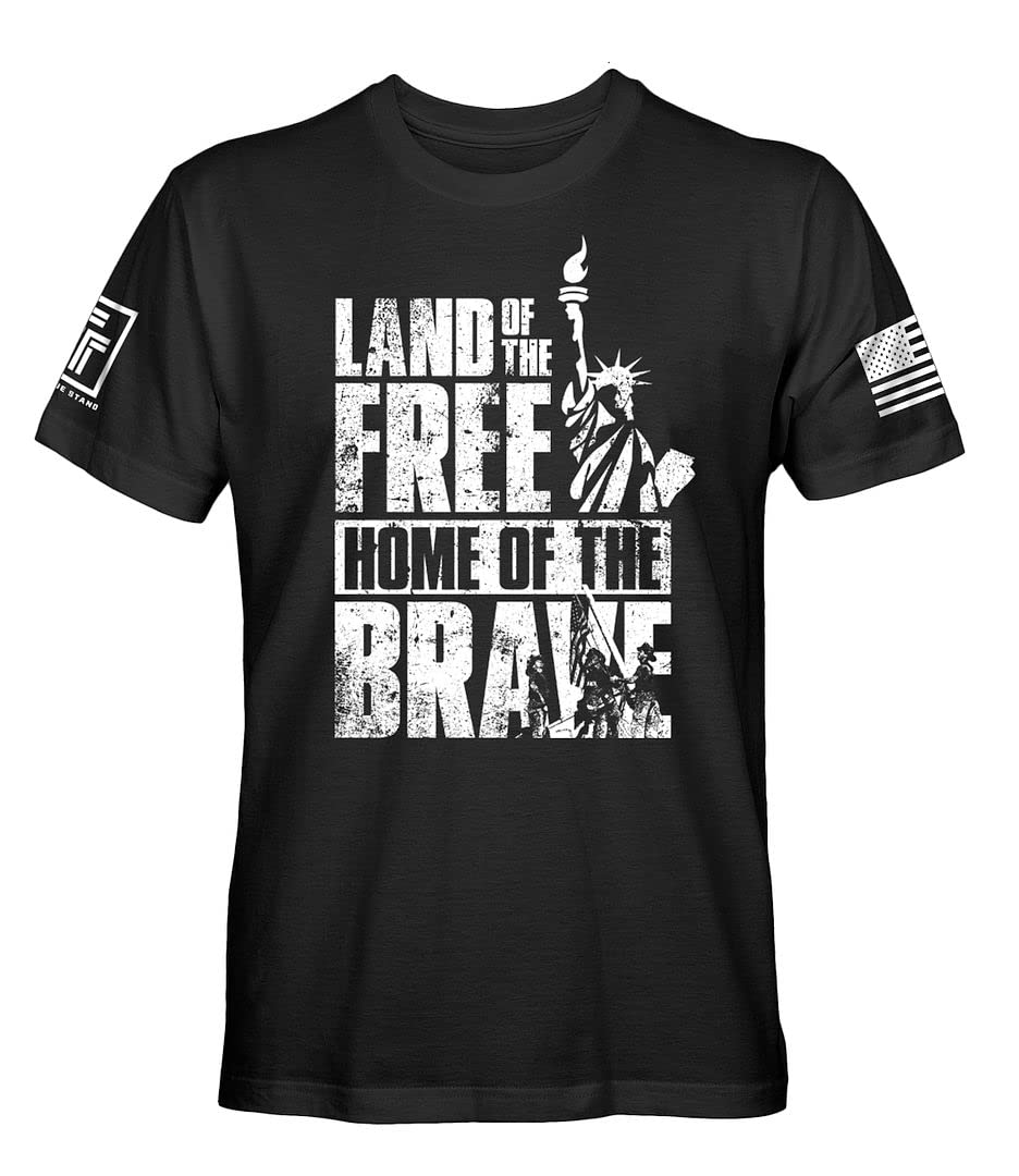Land of The Free Men' Patriotic T-Shirt - American Flag Graphic Tee for Men & Women - Comfortable Cotton USA Pride Shirt for Independence Day, Veterans Day & Patriotic Events
