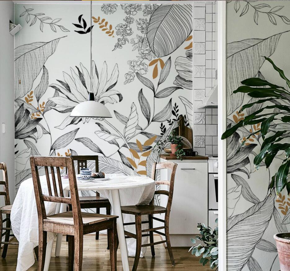 Tropical Rainforest Plants Wallpaper - Waterproof Peel & Stick Wall Mural for Home, Living Room, Bedroom Decor - Nature Inspired Botanical Design for Interior Design & DIY Projects