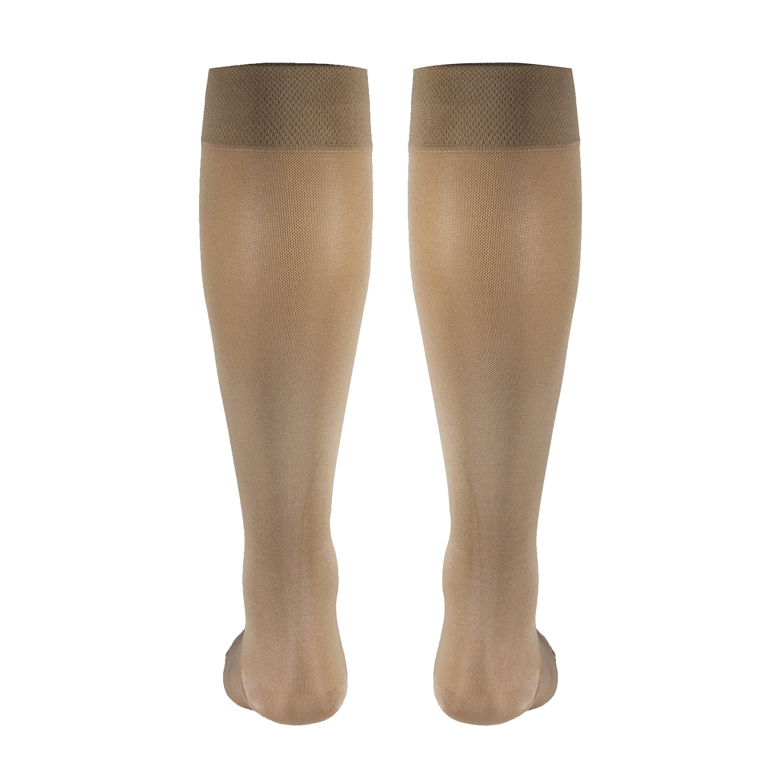 Truform Women's 20-30 mmHg Knee High Compression Stockings - Opaque Beige Small Size for Circulation Support & Varicose Veins Relief - Perfect for Nurses, Travel & Pregnancy