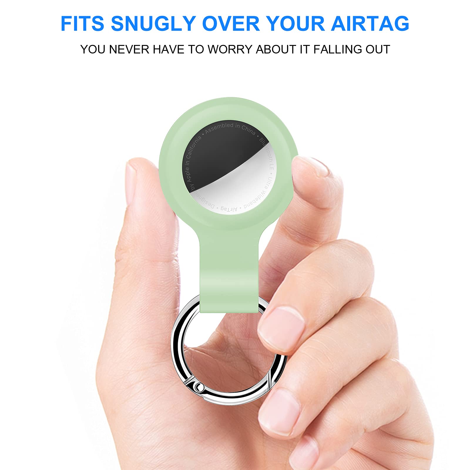 2-Pack Silicone AirTag Keychain Holder - Durable Protective Case for Apple AirTag 2021 (Green & Orange) | Perfect for Kids, Keys, Backpacks & Luggage Tracking